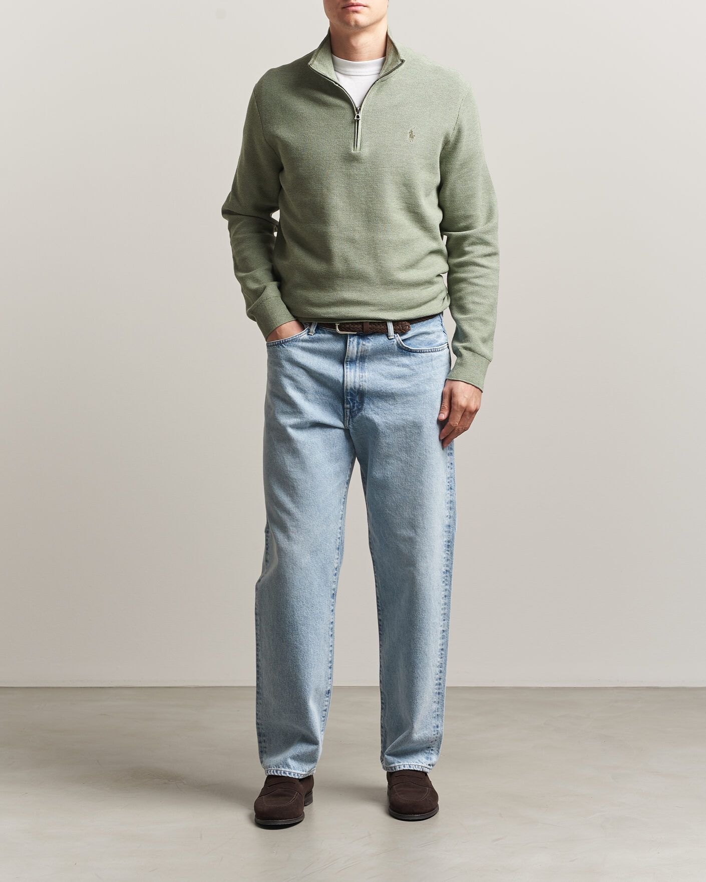 Herren | Pullover | Polo Ralph Lauren | Textured Half-Zip Fern Green Heather