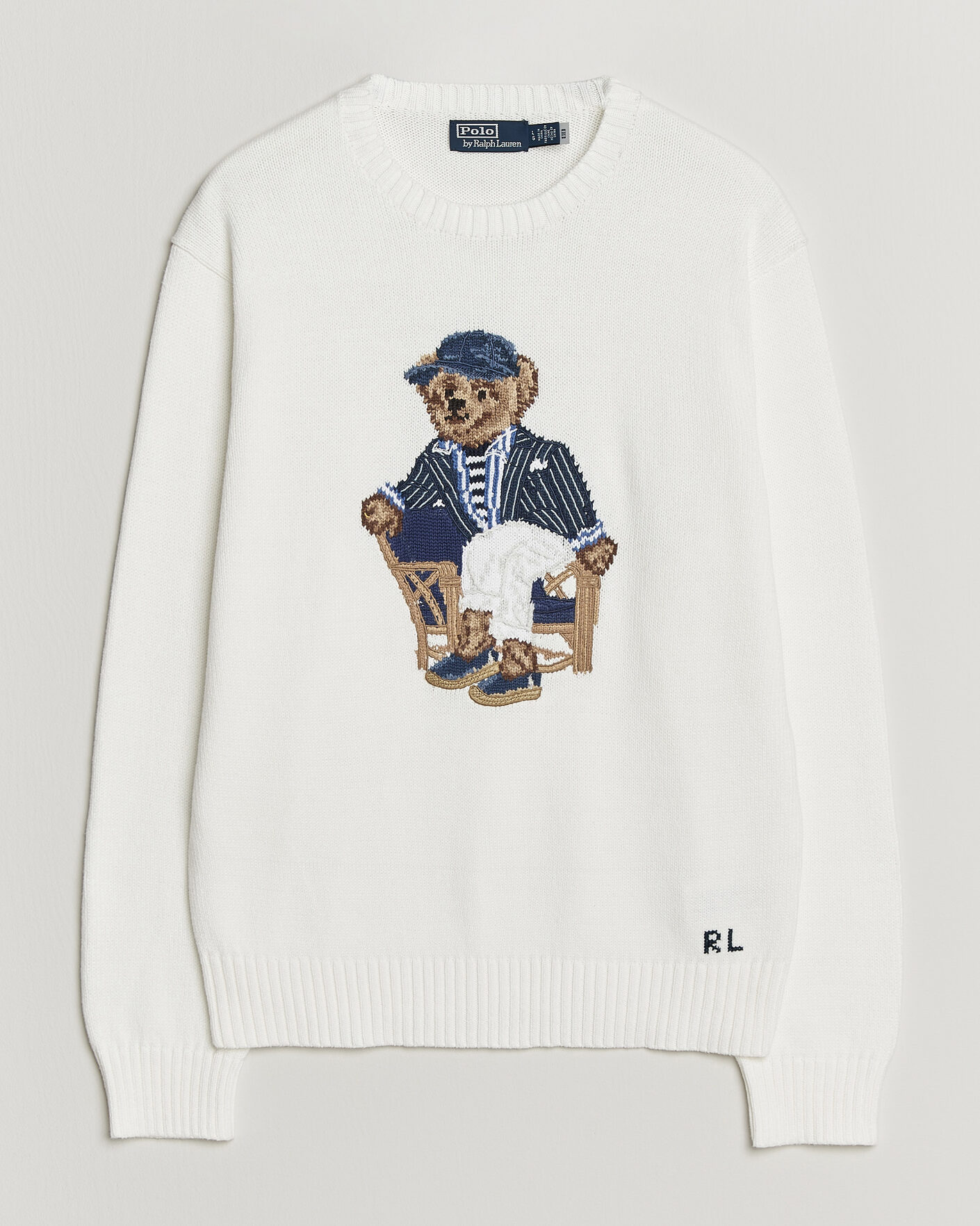 Herren | Pullover | Polo Ralph Lauren | Newport Bear Cotton/Linen Sweater Deckwash White