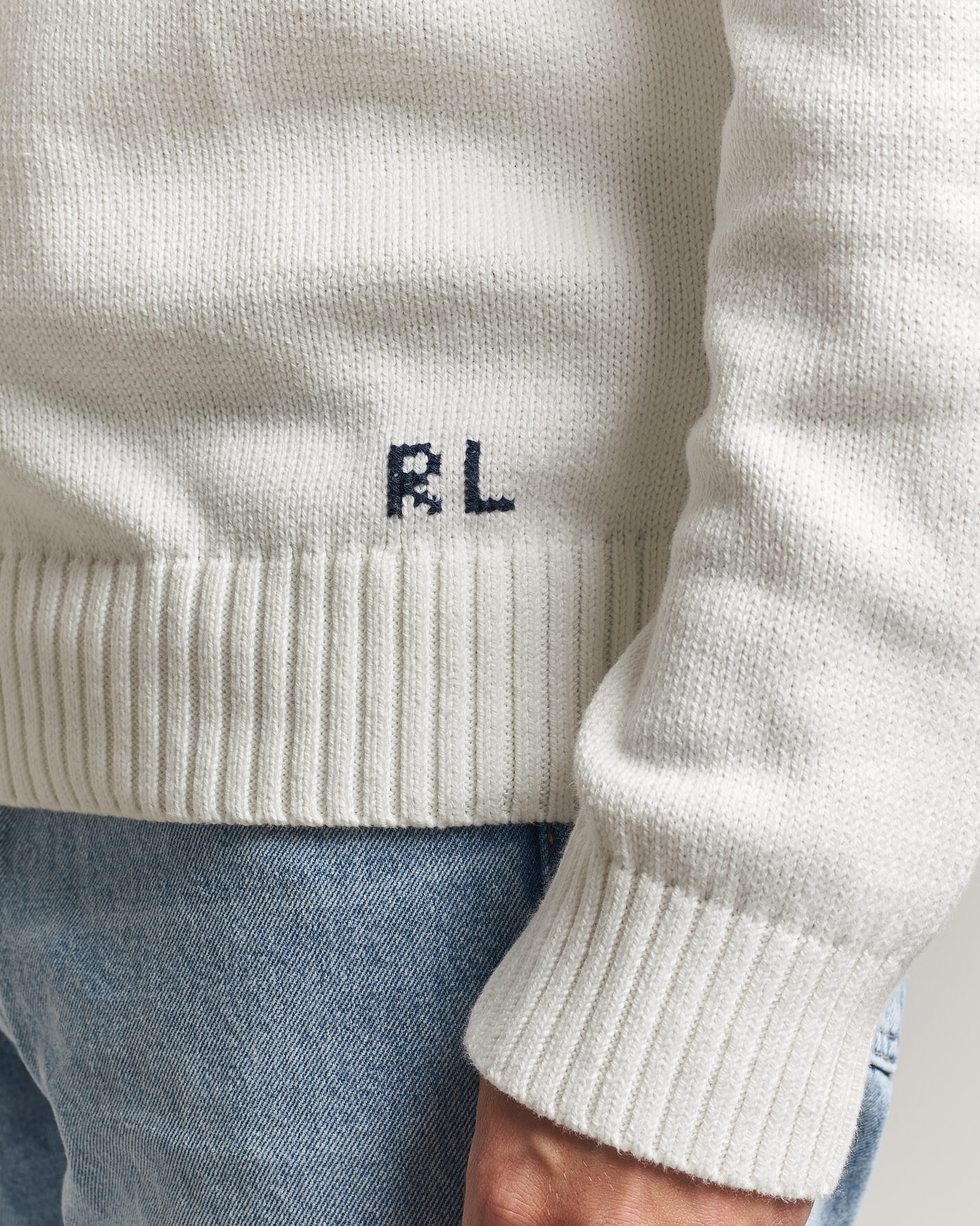 Herren | Pullover | Polo Ralph Lauren | Newport Bear Cotton/Linen Sweater Deckwash White