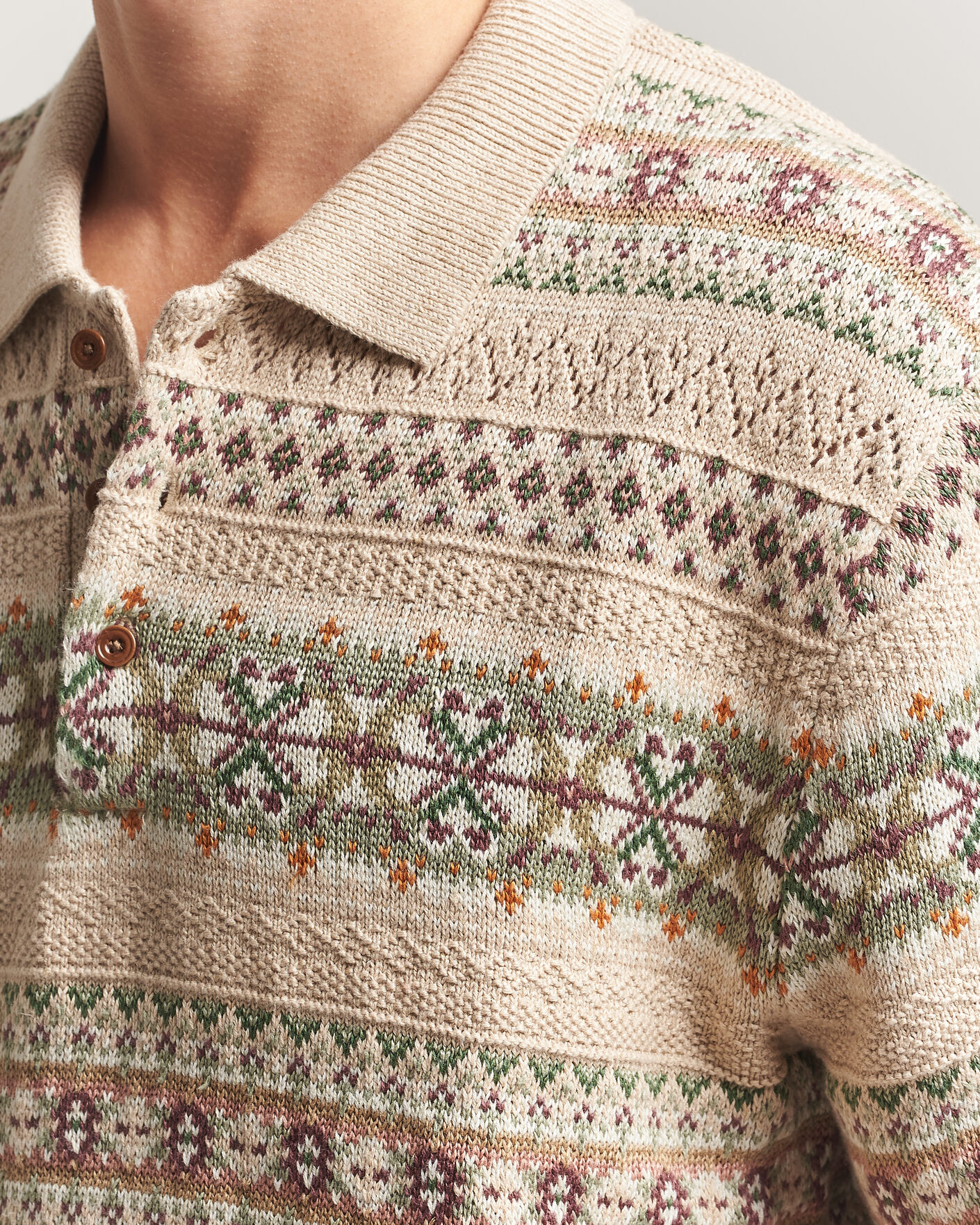 Herren | Poloshirts | Polo Ralph Lauren | Cotton/Linen Fairisle Polo Tan Combo