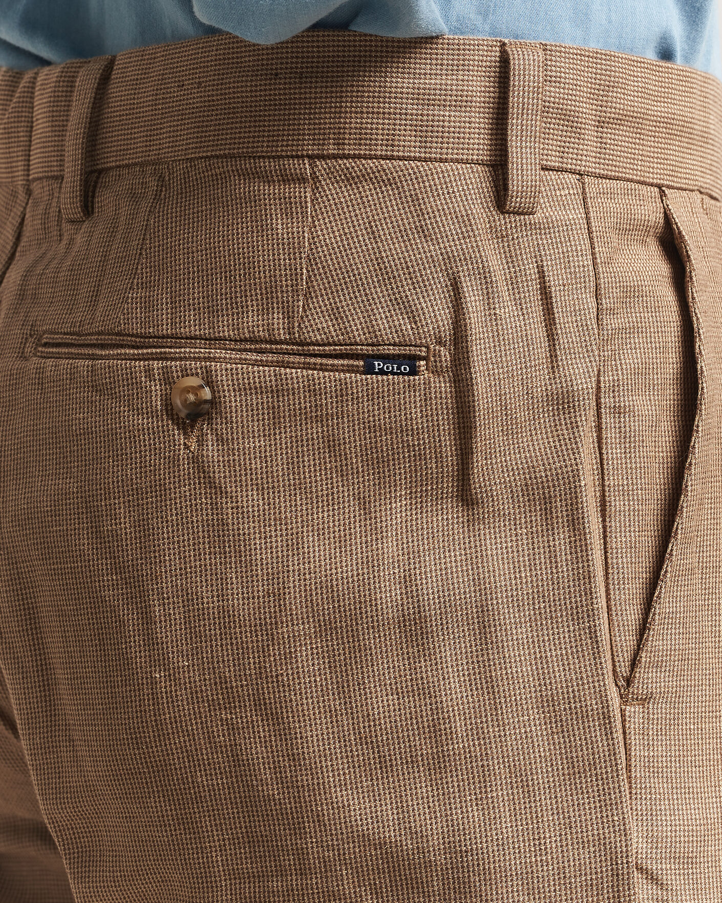 Herren | Hosen | Polo Ralph Lauren | Cotton/Linen Houndstooth Pants Vintage Khaki