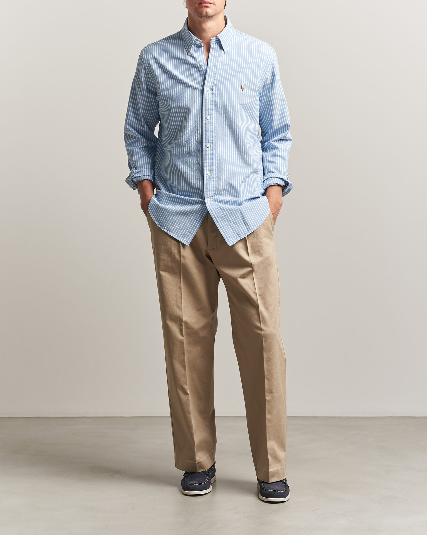Herren | Hemden | Polo Ralph Lauren | Custom Fit Seersucker/Oxford Stripe Shirt Blue