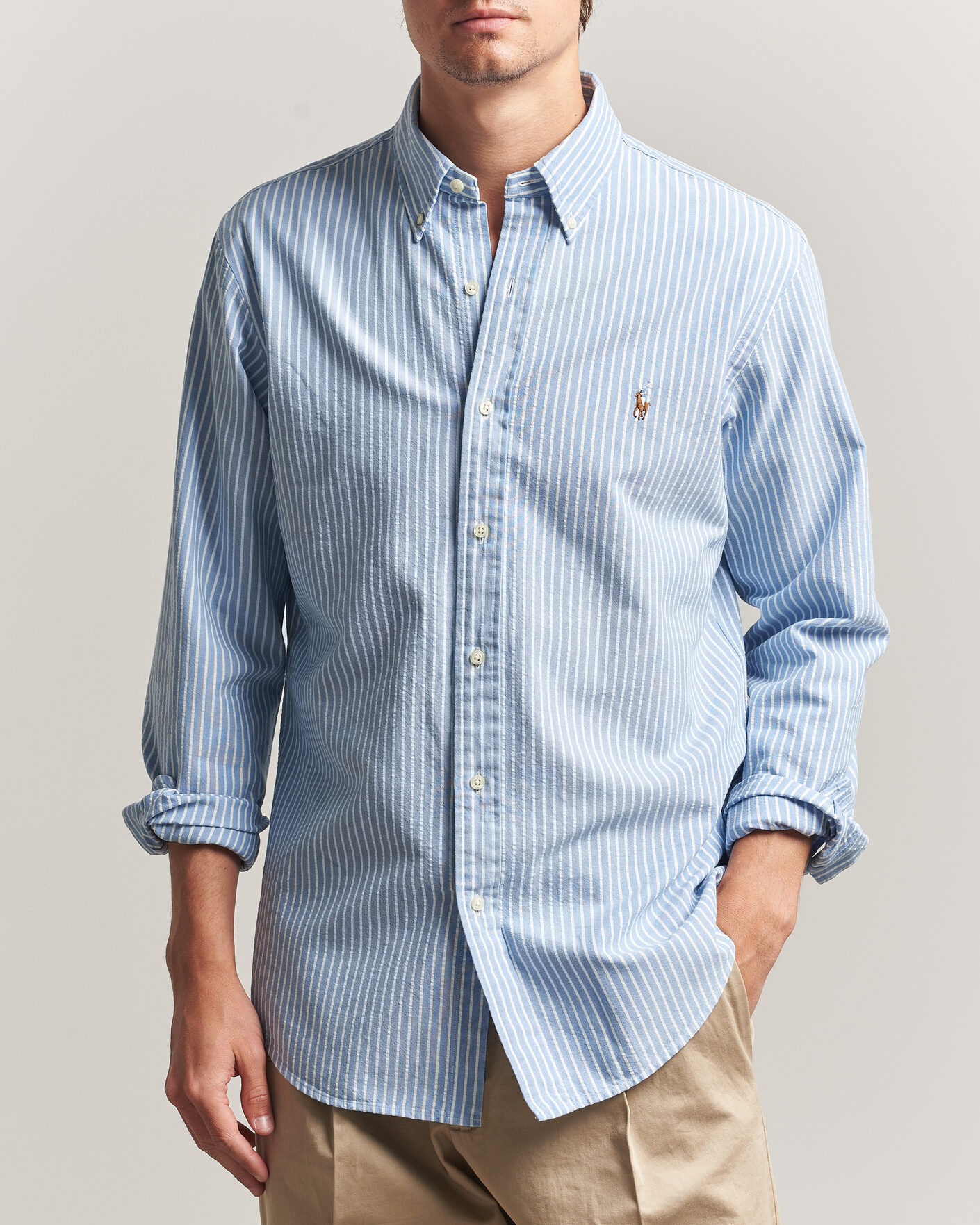 Herren | Hemden | Polo Ralph Lauren | Custom Fit Seersucker/Oxford Stripe Shirt Blue