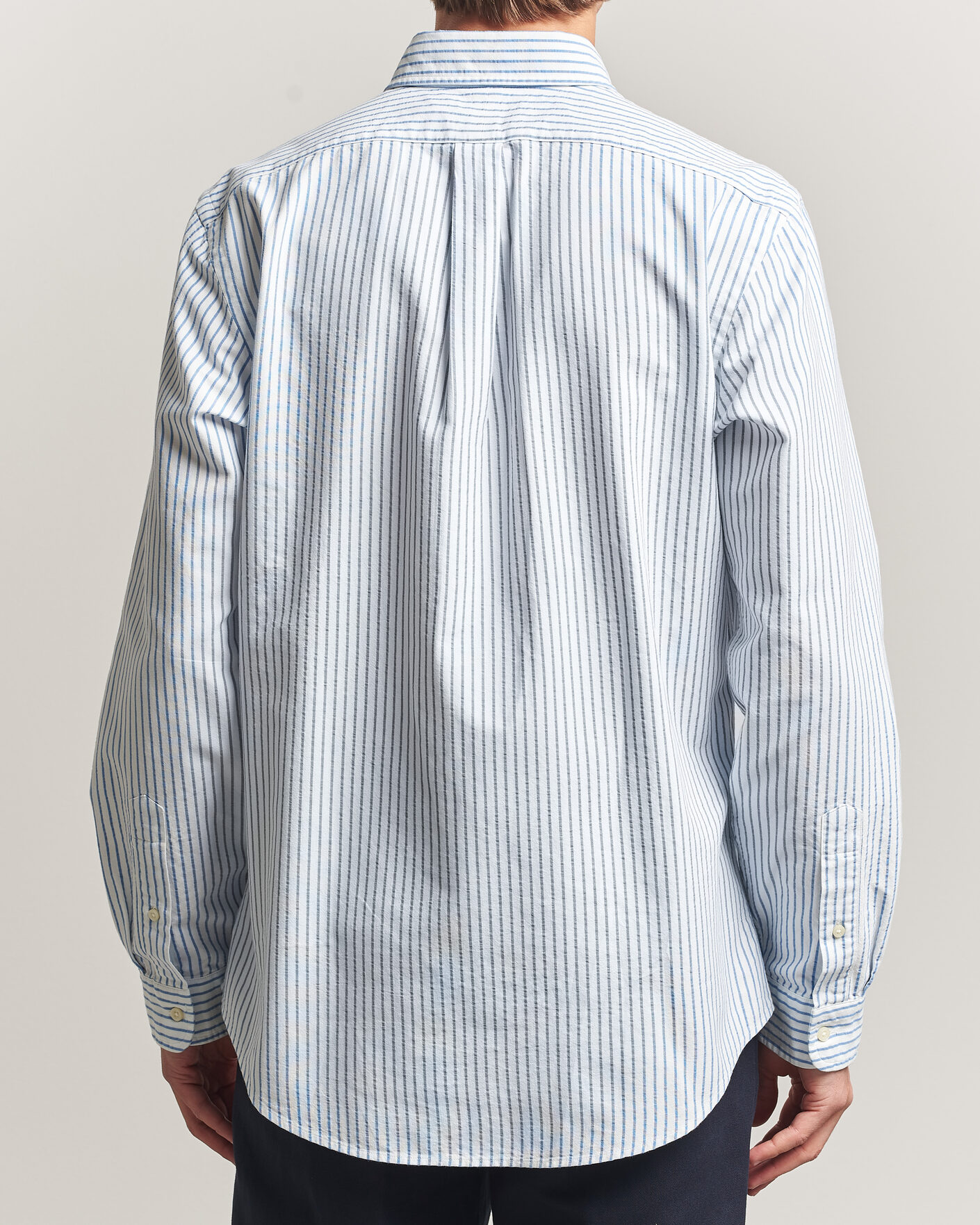 Herren | Hemden | Polo Ralph Lauren | Custom Fit Seersucker/Oxford Stripe Shirt White/Blue