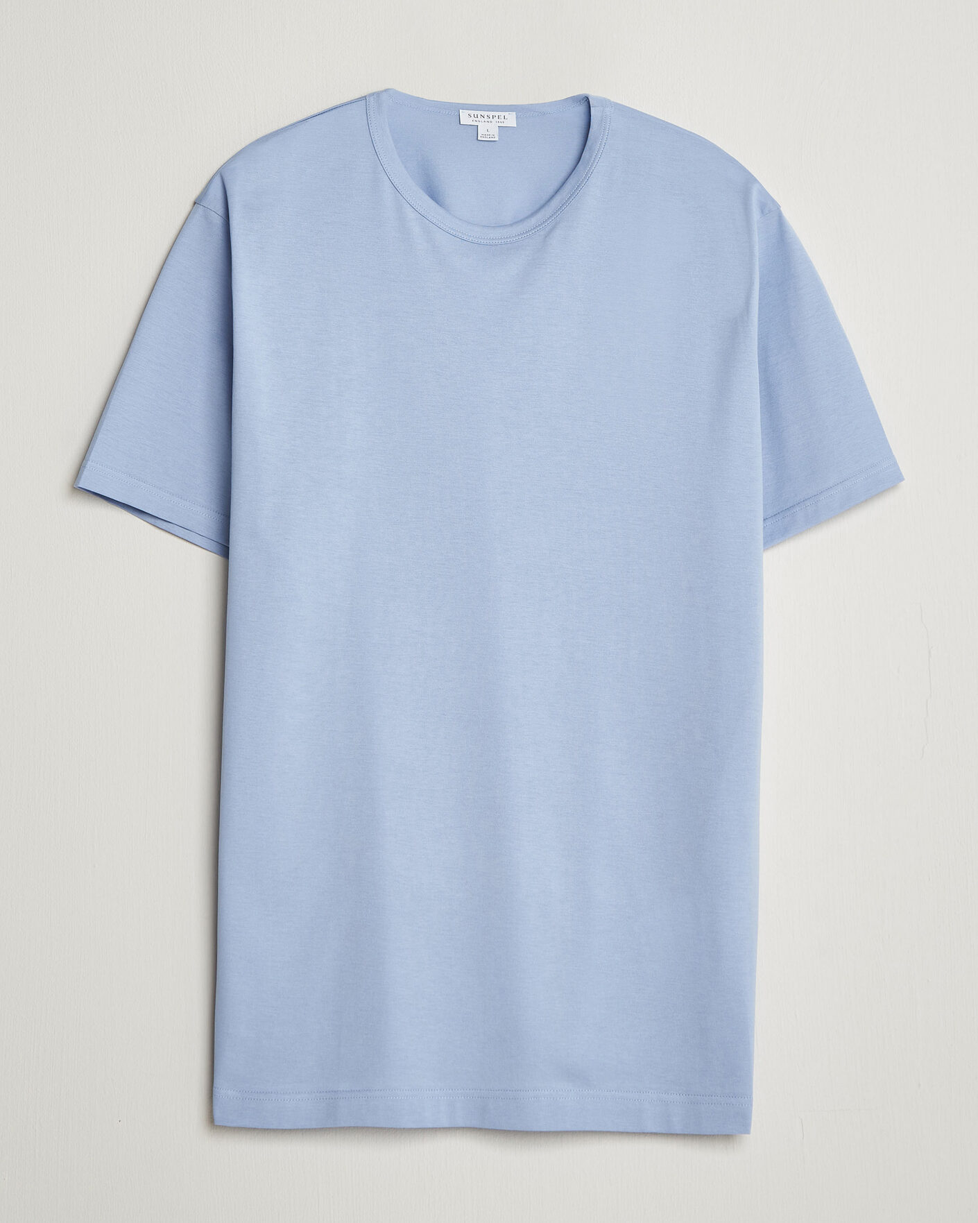 Herren | T-Shirts | Sunspel | Crew Neck Q82 Cotton T-Shirt Sky Blue