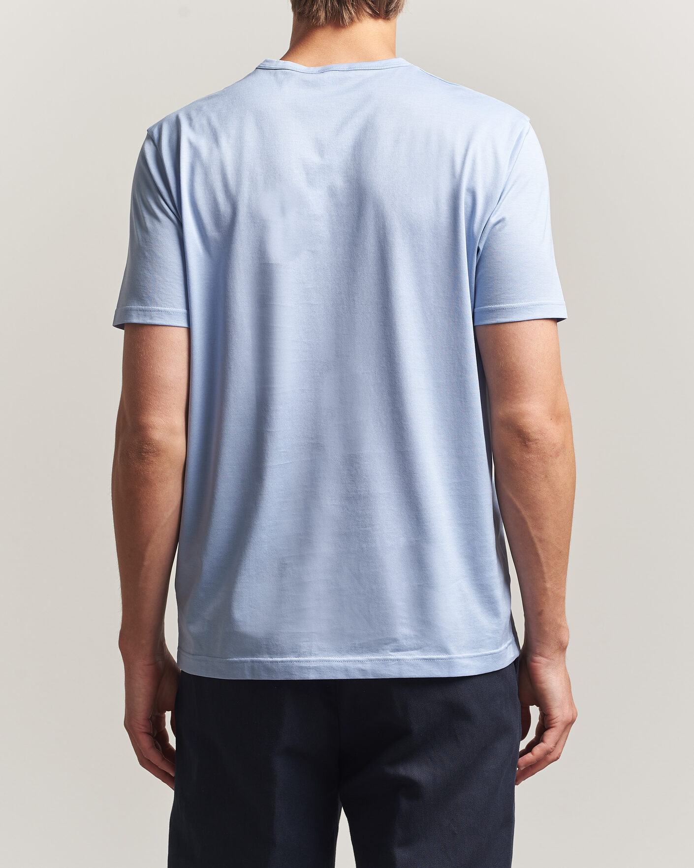 Herren | T-Shirts | Sunspel | Crew Neck Q82 Cotton T-Shirt Sky Blue
