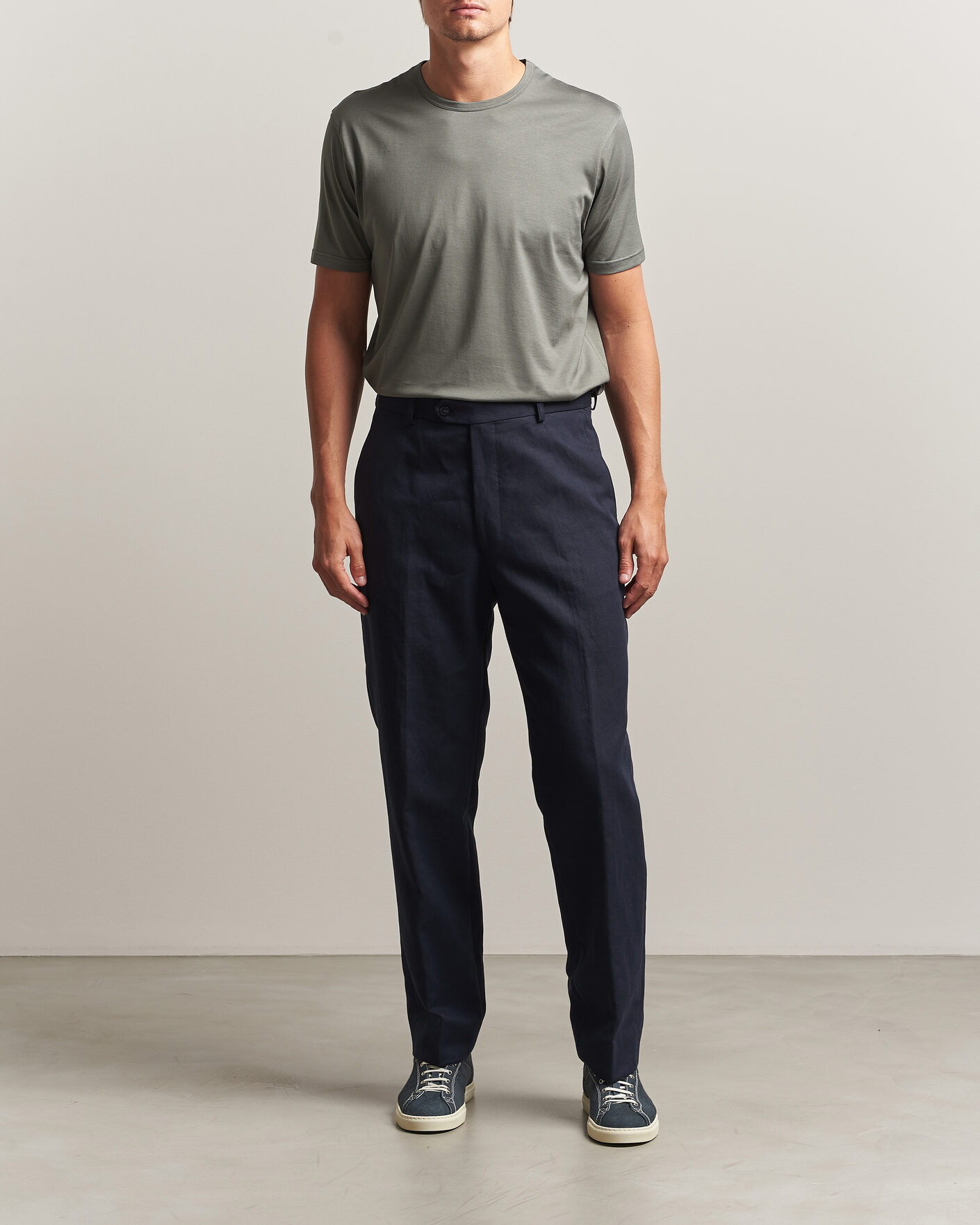 Herren | T-Shirts | Sunspel | Crew Neck Q82 Cotton T-Shirt Fossil Grey