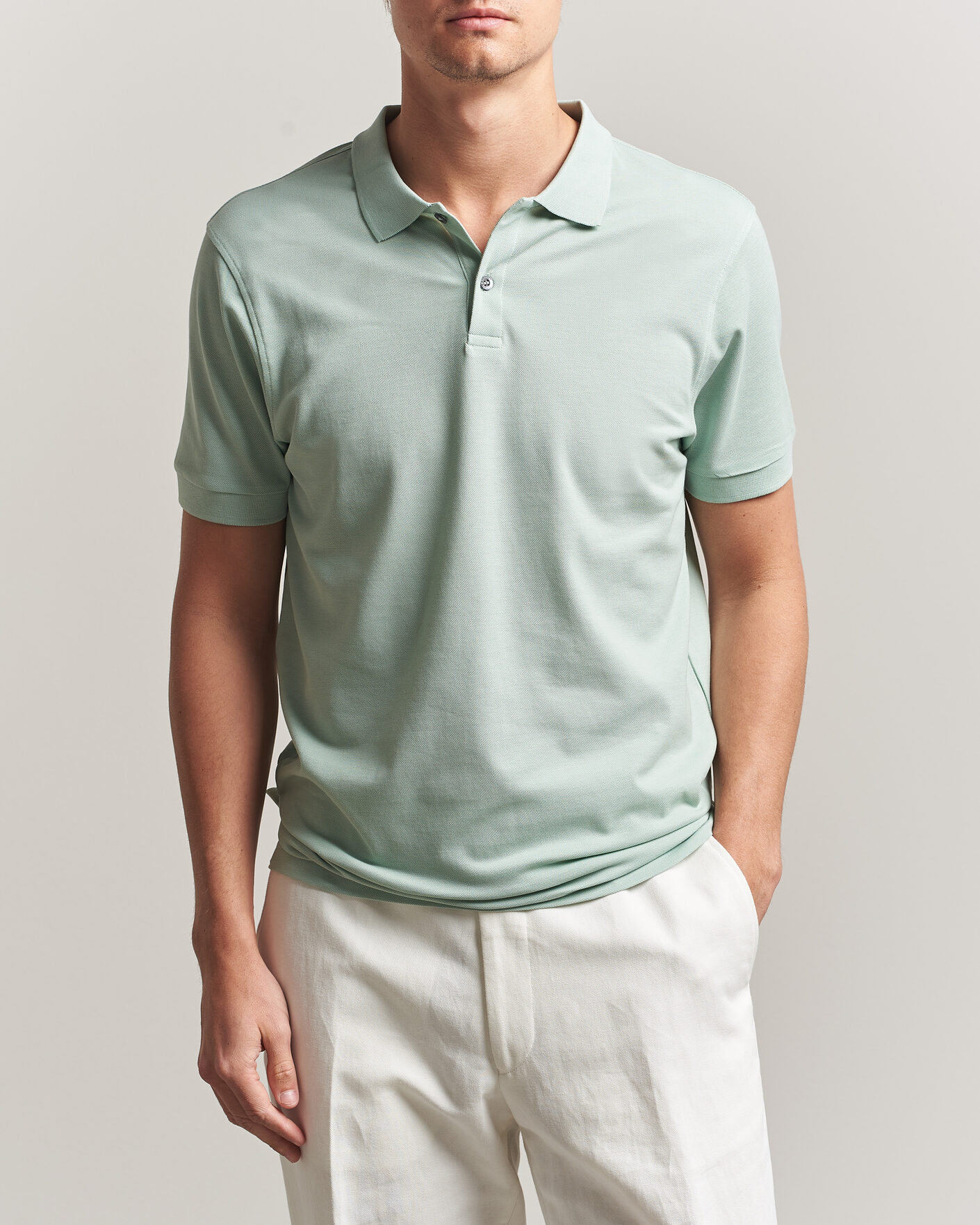 Herren | Poloshirts | Sunspel | Short Sleeve Pique Polo Laurel Green