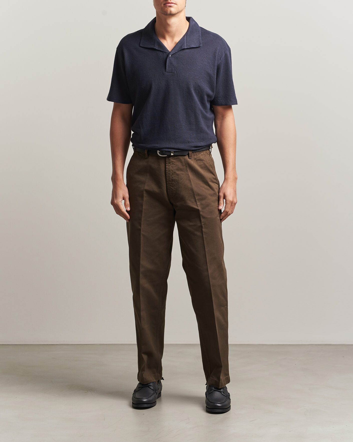 Herren | Poloshirts | Sunspel | Cotton/Linen Pique Polo Navy