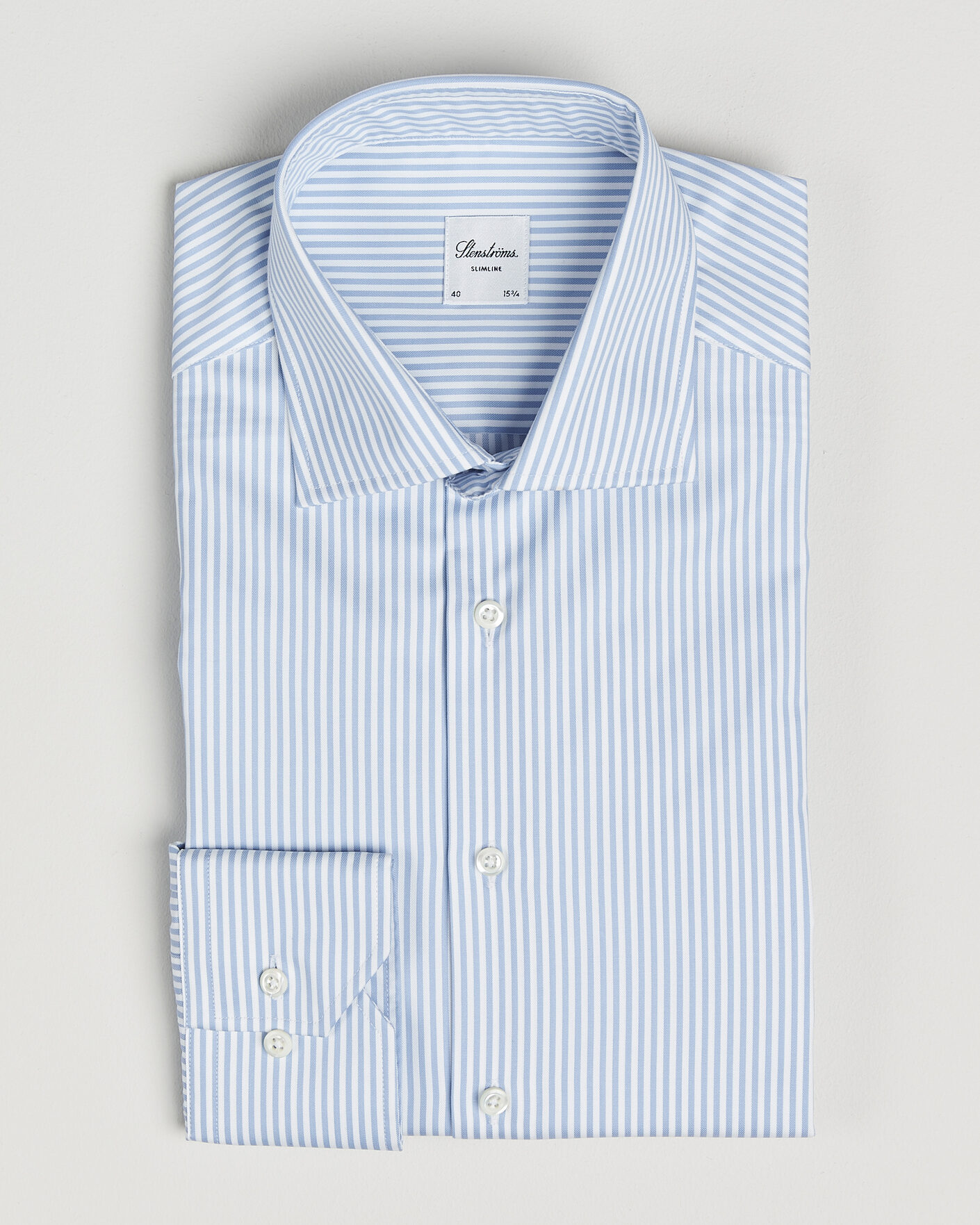Herren | Hemden | Stenströms | Slimline Stripe Cut Away Shirt Light Blue