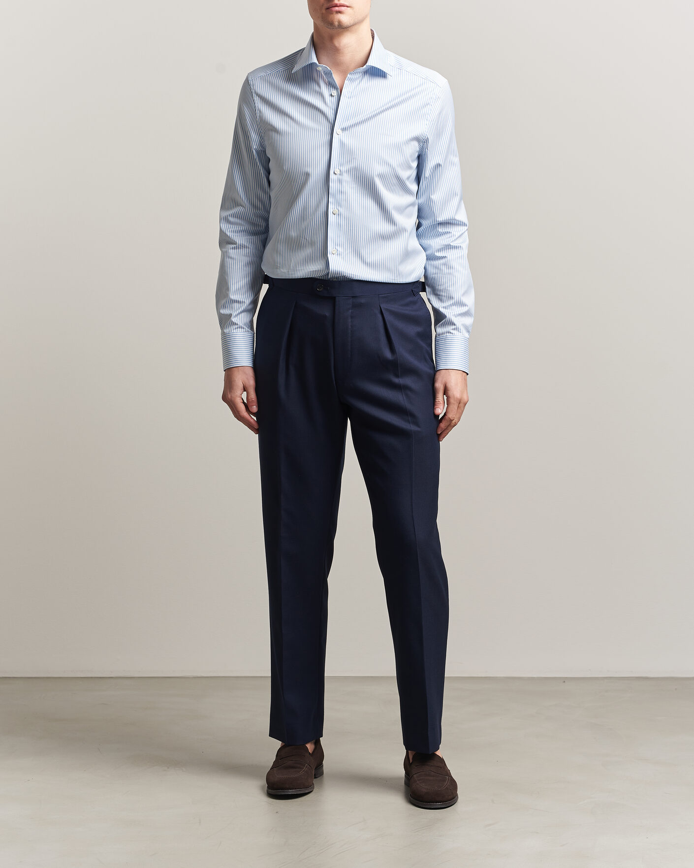 Herren | Hemden | Stenströms | Slimline Stripe Cut Away Shirt Light Blue