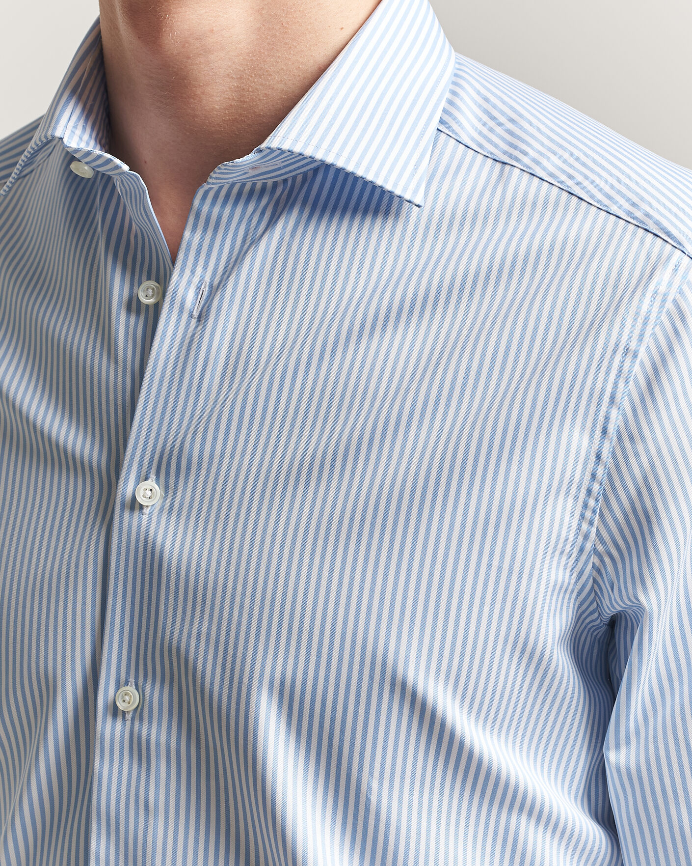 Herren | Hemden | Stenströms | Slimline Stripe Cut Away Shirt Light Blue