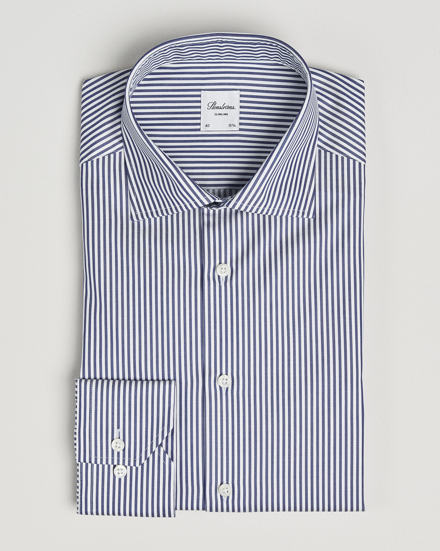 Herren | Hemden | Stenströms | Slimline Stripe Cut Away Shirt Navy