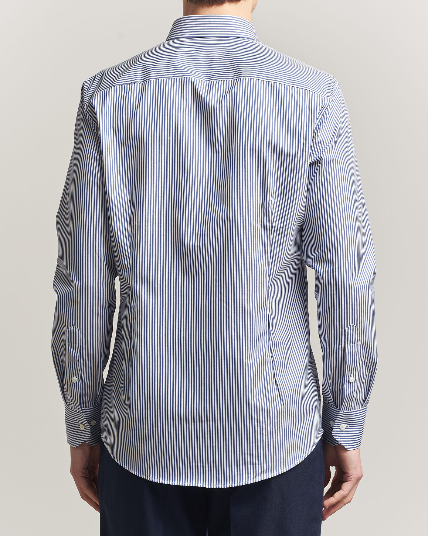 Herren | Hemden | Stenströms | Slimline Stripe Cut Away Shirt Navy