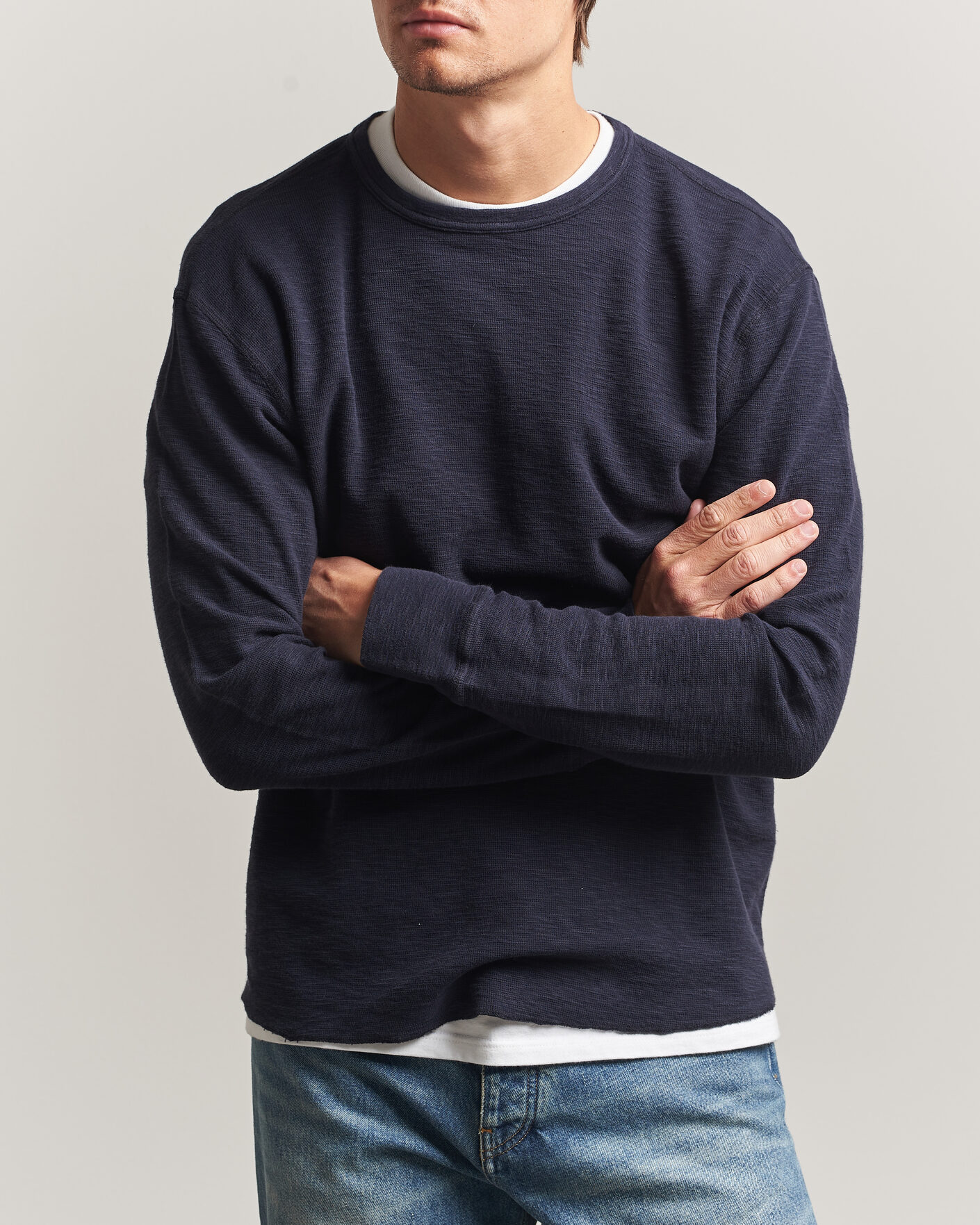 Herren | T-Shirts | Sunflower | Long Sleeve Waffle Tee Navy