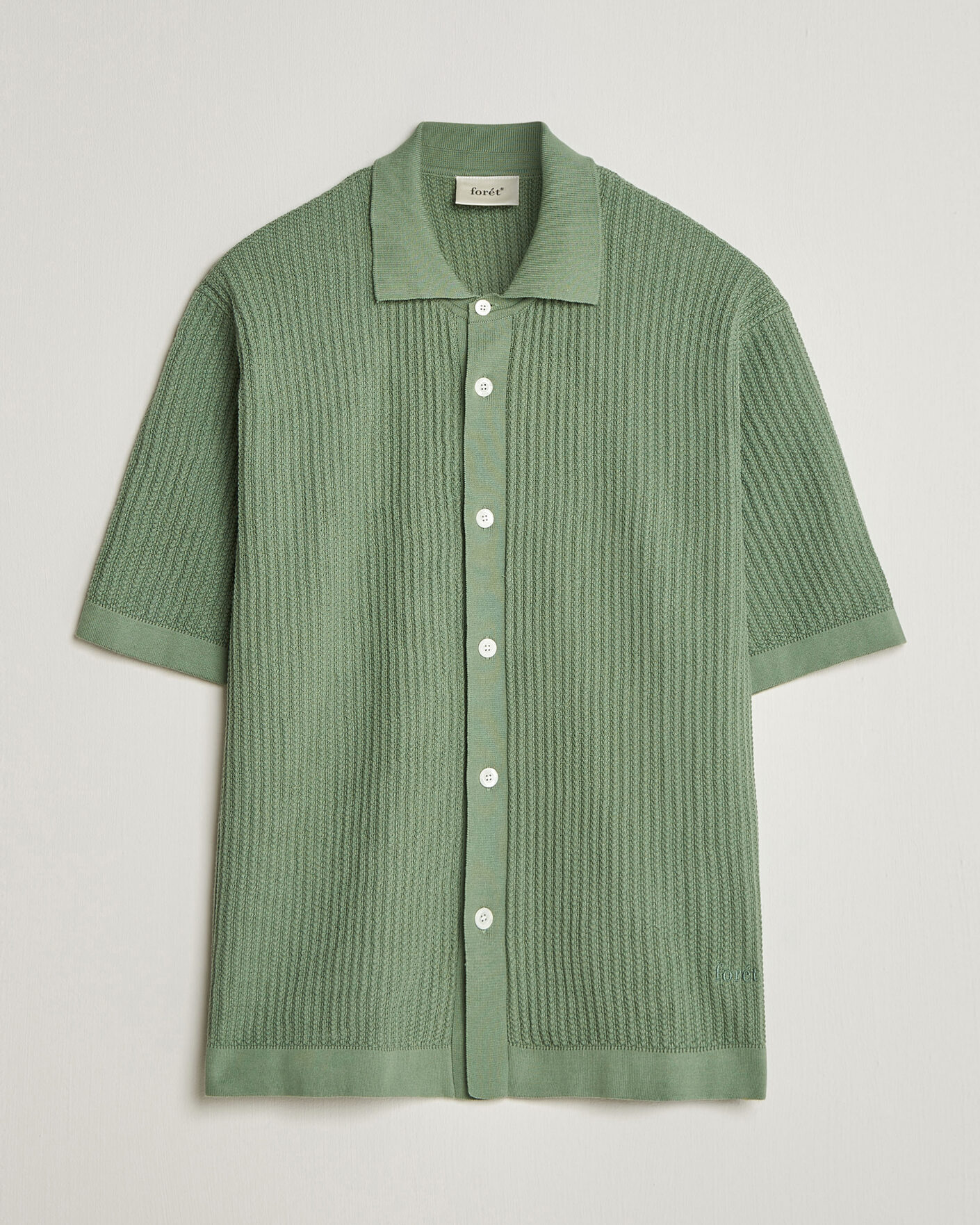 Herren | Hemden | Forét | Barrow Short Sleeve Knitted Cotton Shirt Green Oxide