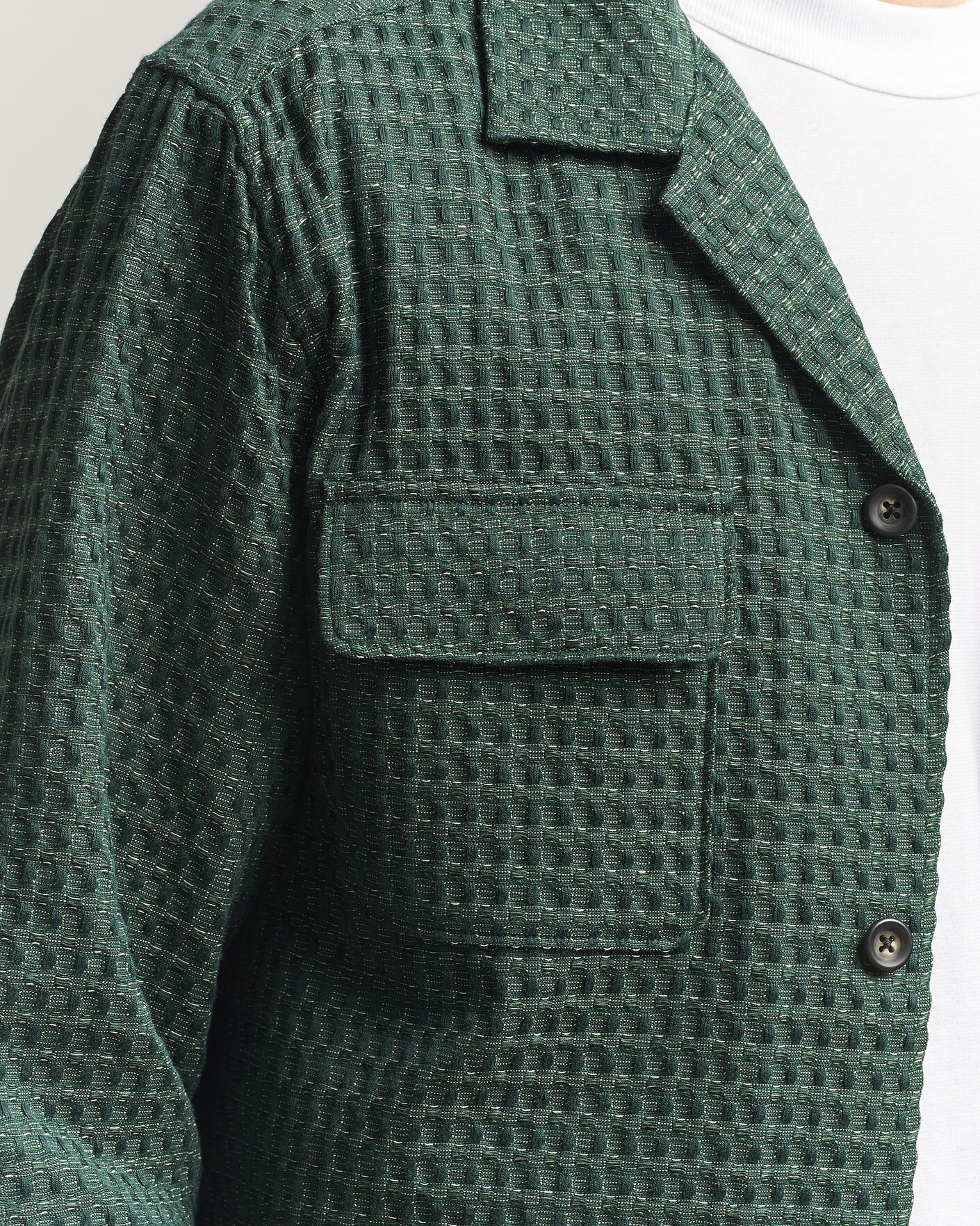 Herren | Hemden | LES DEUX | Check Seersucker Overshirt Pine Green