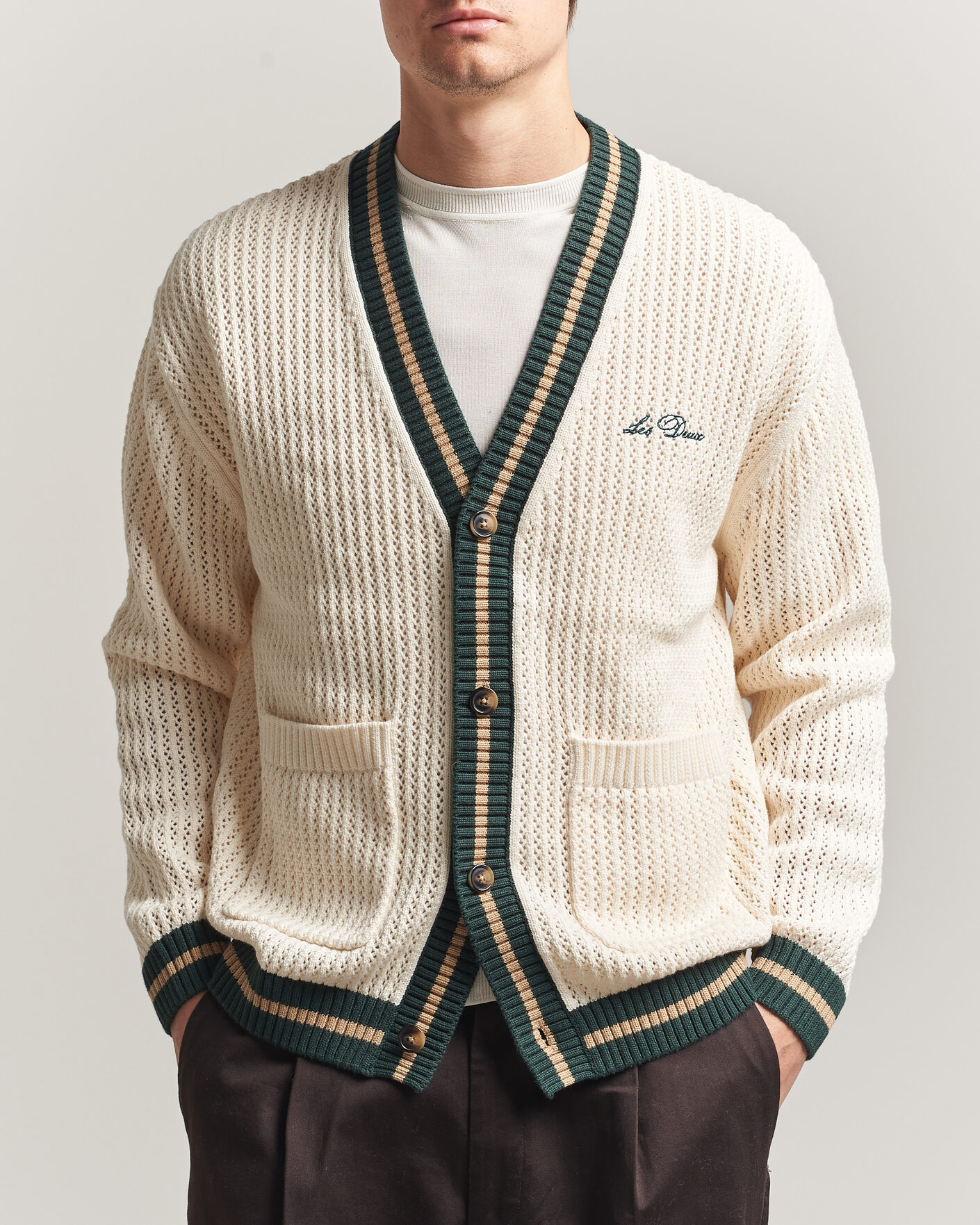 Herren | Pullover | LES DEUX | Lace Knitted Cardigan Eggnog White