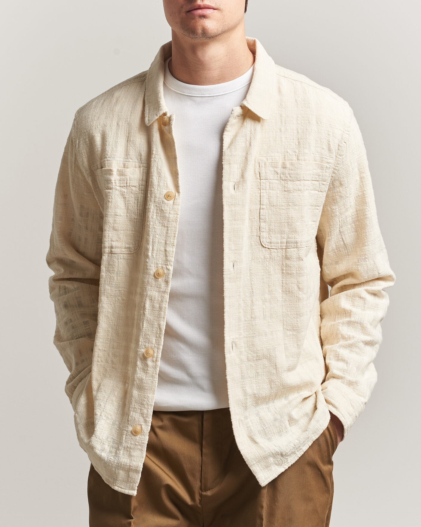 Herren | Hemden | LES DEUX | Textured Slub Overshirt Ivory