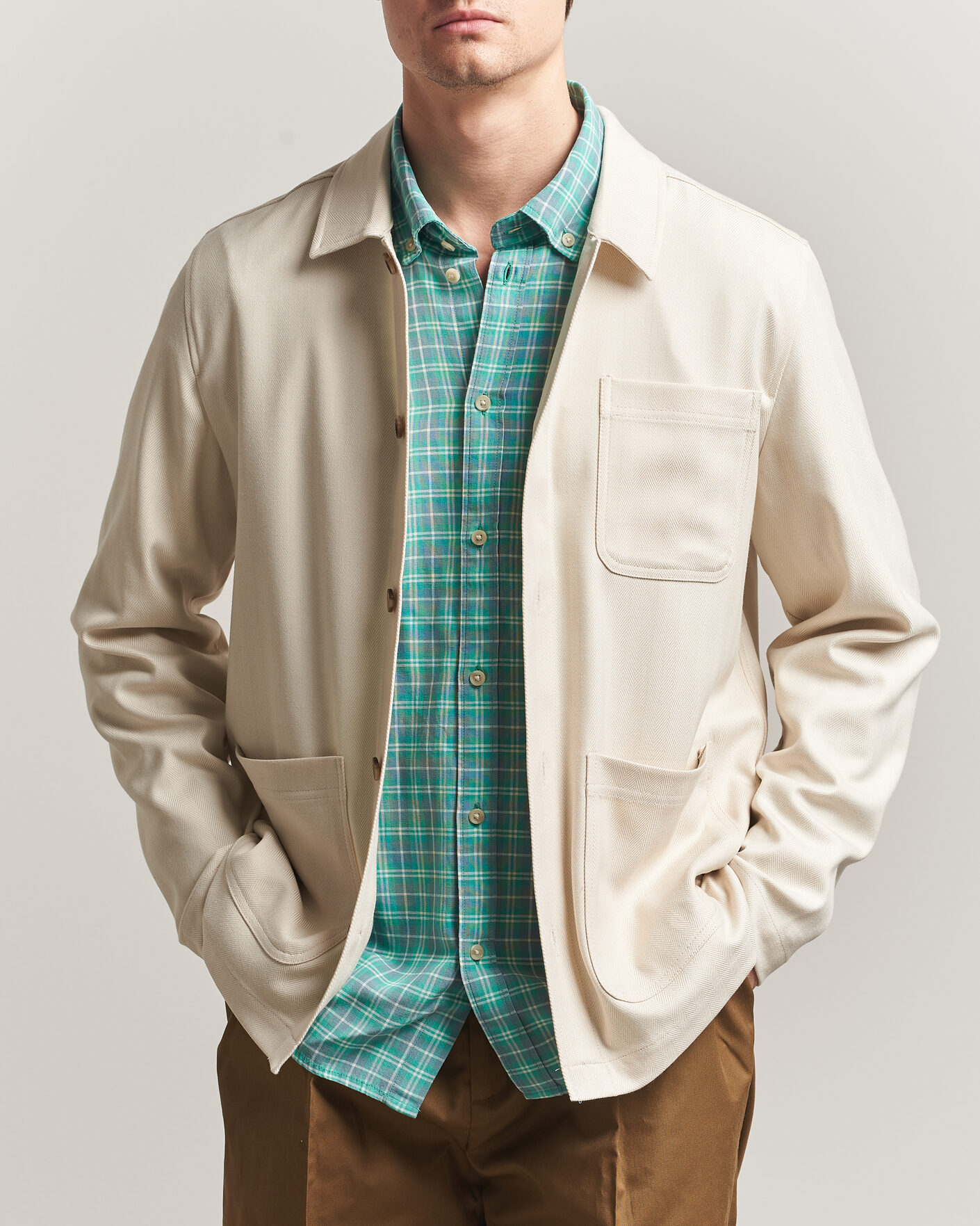 Herren | Hemden | LES DEUX | Herringbone Overshirt Ivory