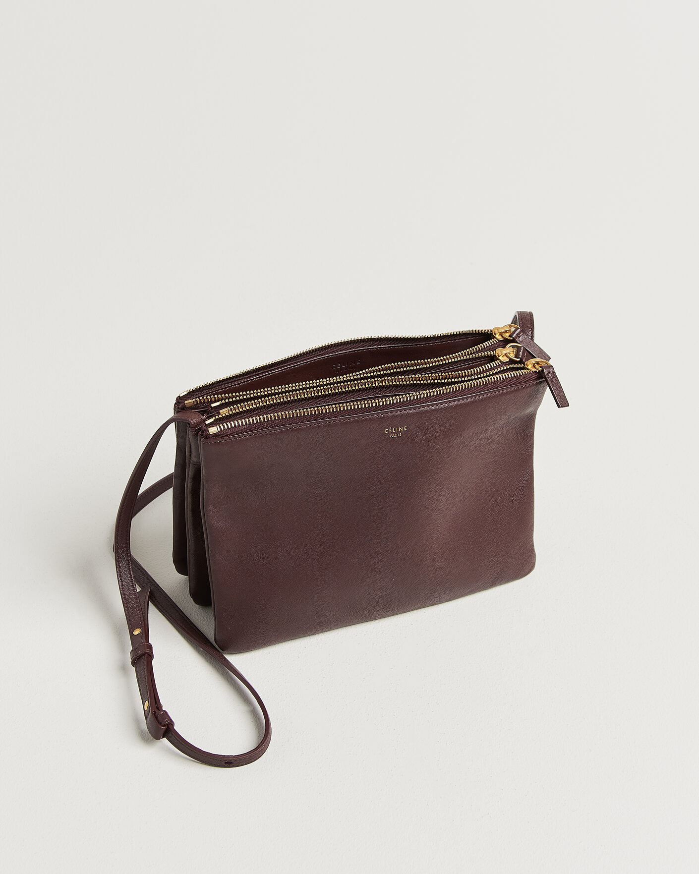 Herren | Pre-Owned & Vintage Bags | Celine Pre-Owned | Trio Bag Medium Leather Burgundy