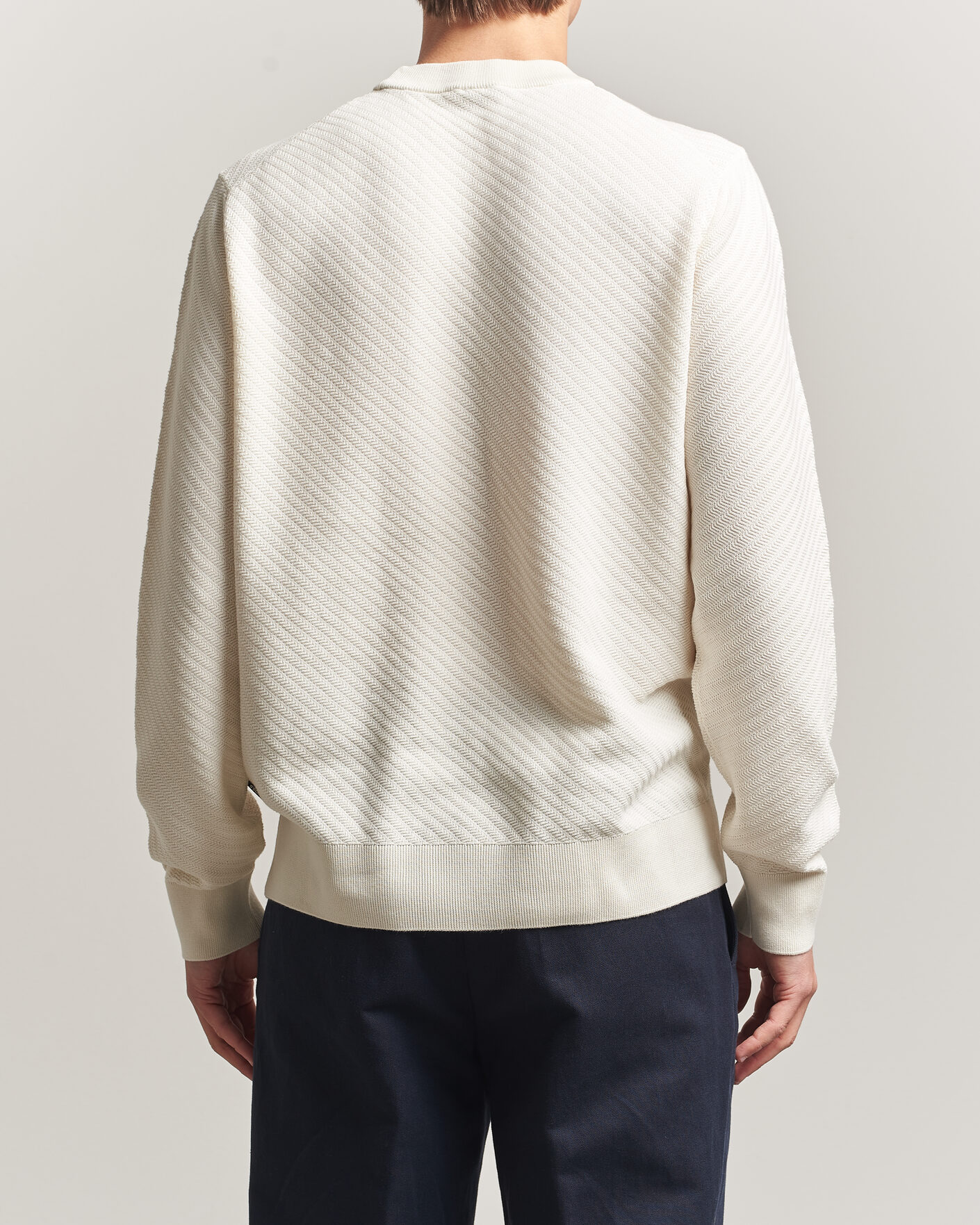 Herren | Pullover | BOSS BLACK | Lofranco Structured Knitted Sweater Open White