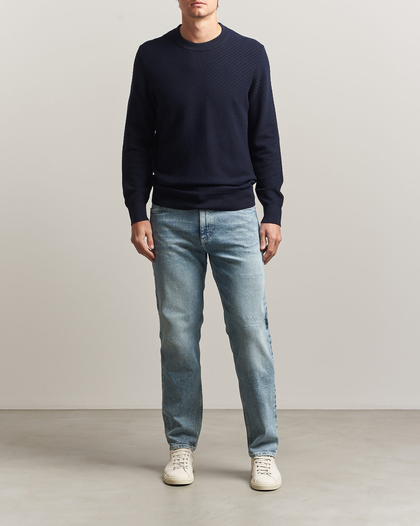 Herren | Pullover | BOSS BLACK | Lofranco Structured Knitted Sweater Dark Blue
