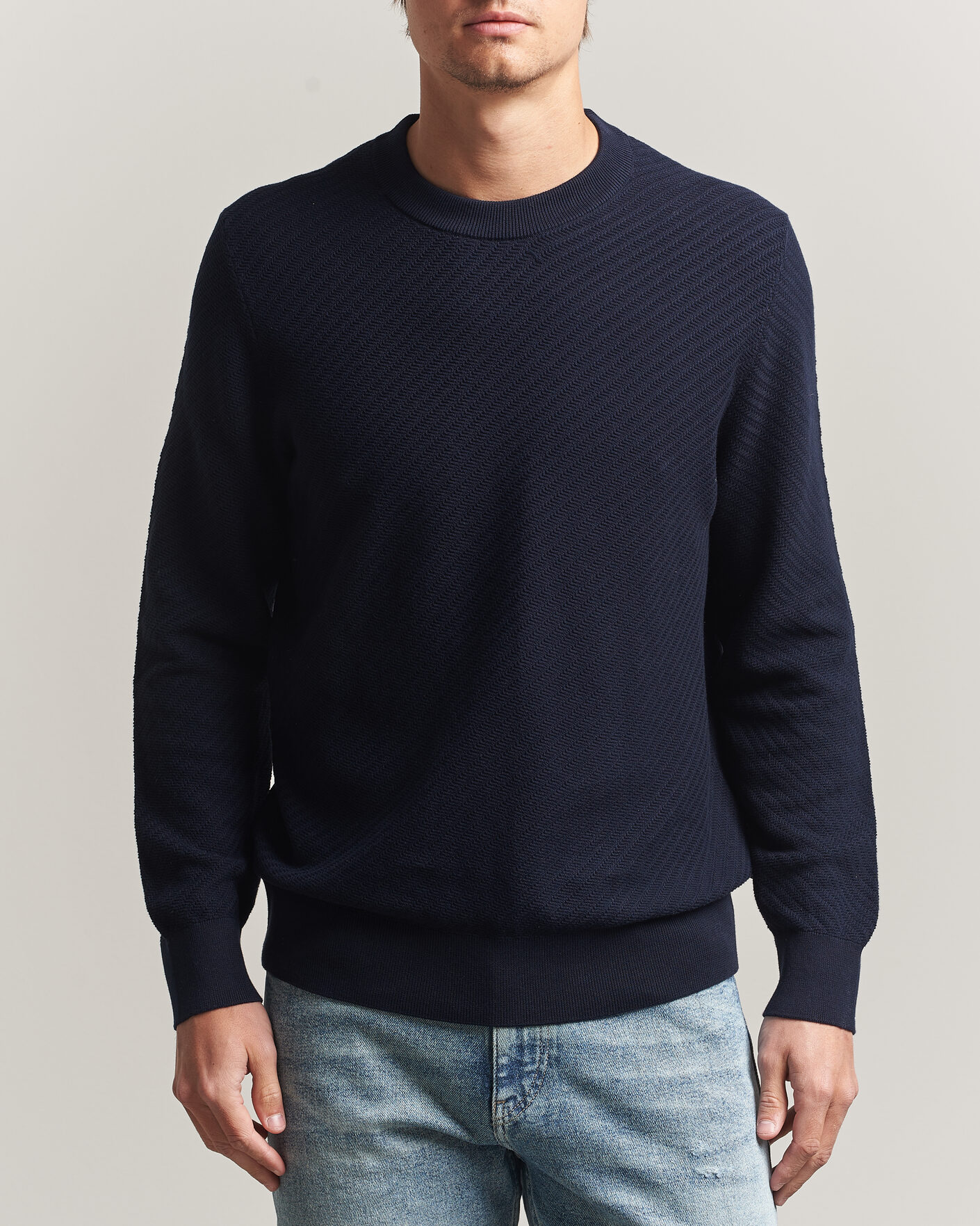 Herren | Pullover | BOSS BLACK | Lofranco Structured Knitted Sweater Dark Blue