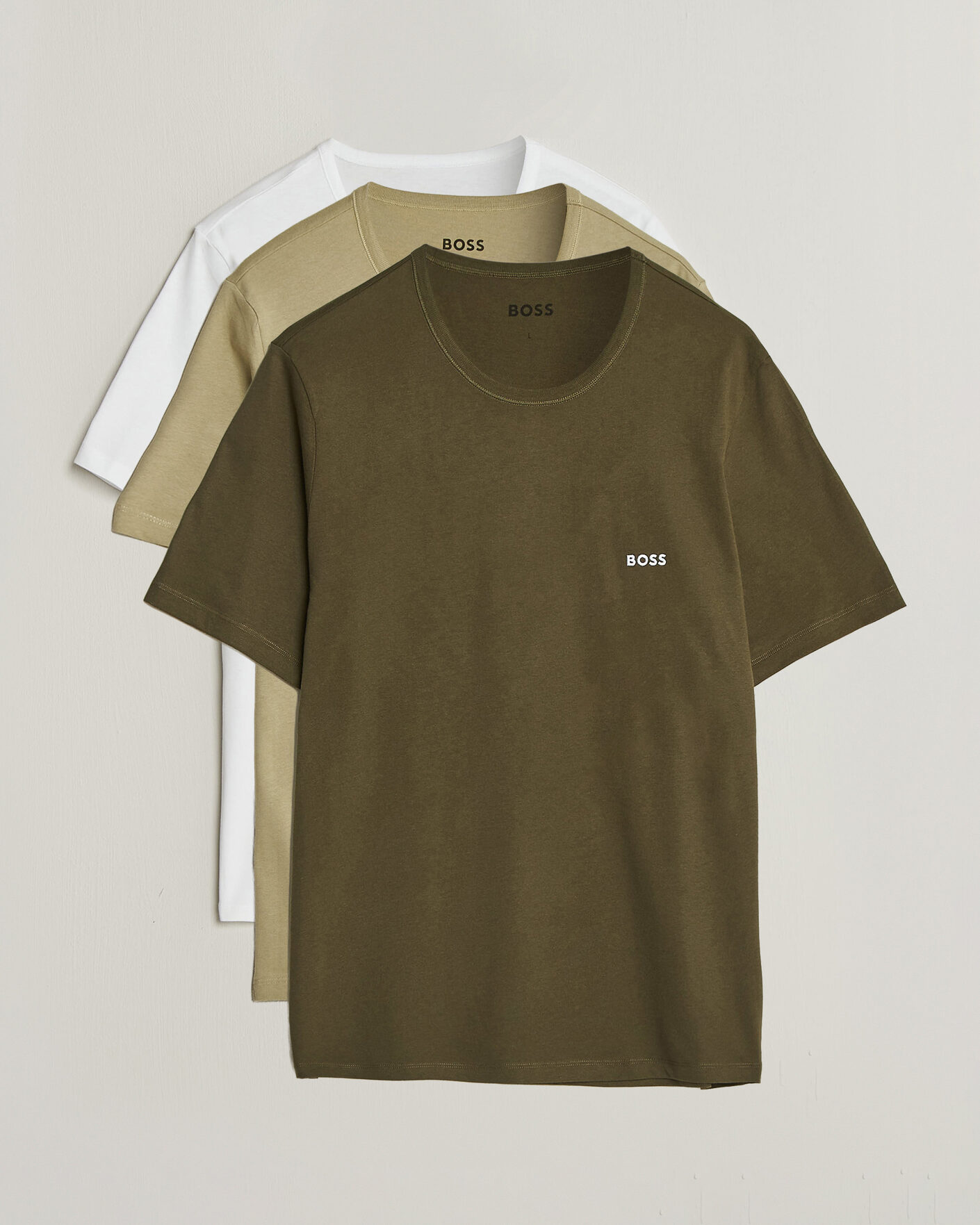 Herren | T-Shirts | BOSS BLACK | 3-Pack Crew Neck T-Shirt Green/Beige/White