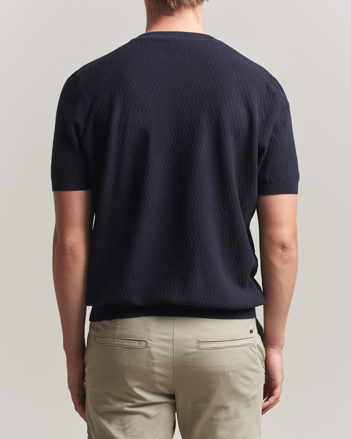 Herren | T-Shirts | BOSS BLACK | Laruso Structured Knitted T-Shirt Dark Blue