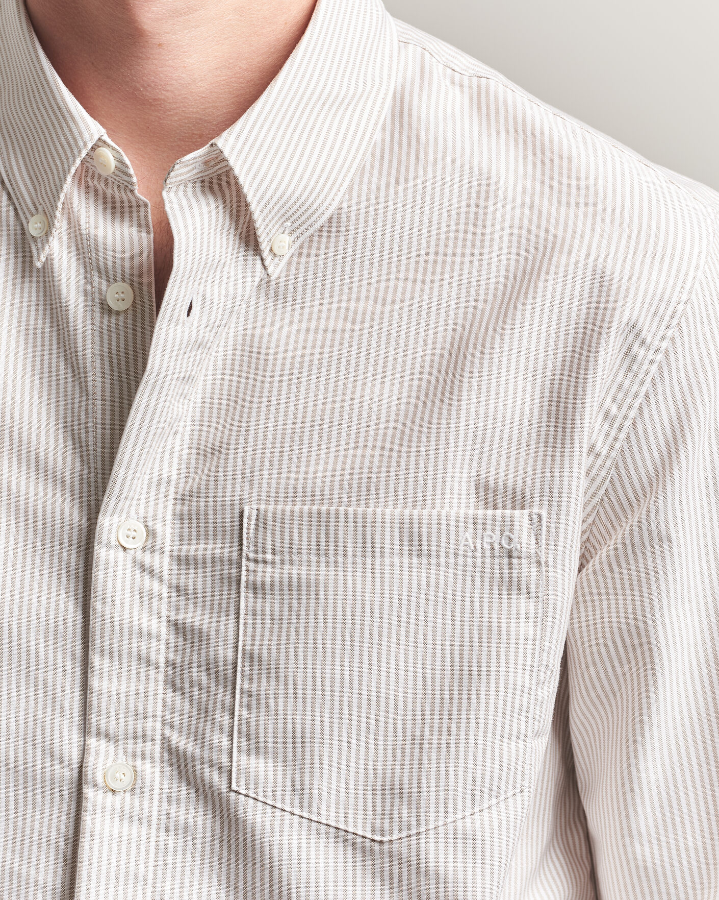 Herren | Hemden | A.P.C. | Greg Striped Oxford Shirt Beige/White