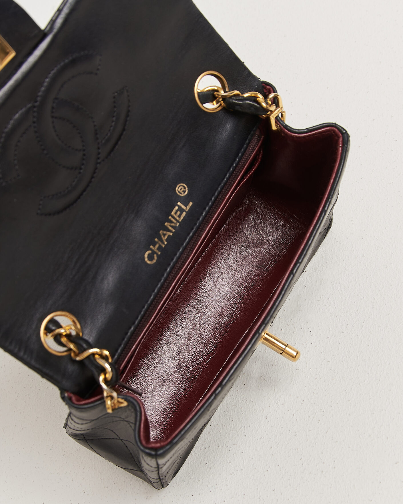 Herren | Chanel Pre-Owned Classic Mini Single Flap Square Bag Black | Chanel Pre-Owned | Classic Mini Single Flap Square Bag Black