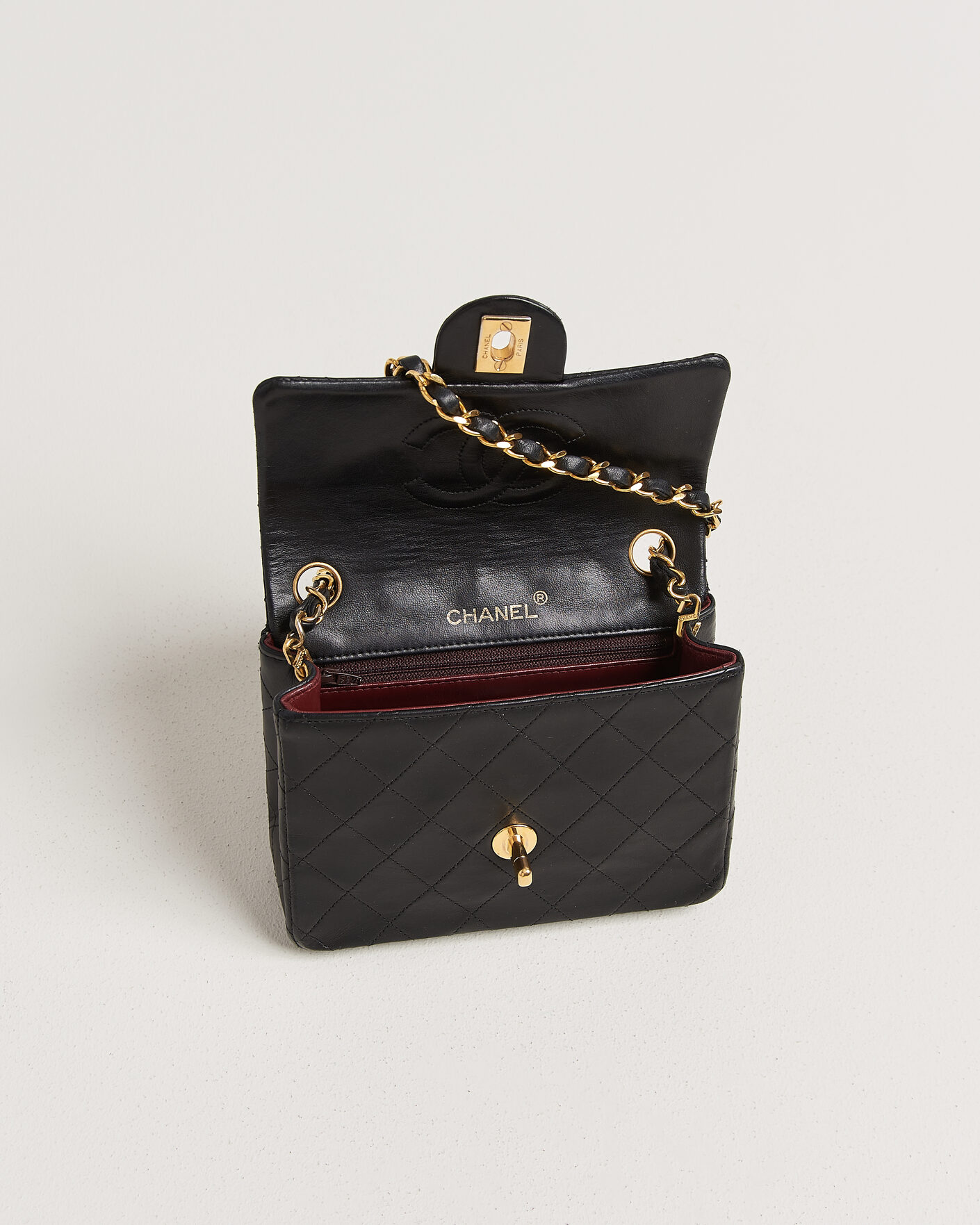 Herren | Chanel Pre-Owned Classic Mini Single Flap Square Bag Black | Chanel Pre-Owned | Classic Mini Single Flap Square Bag Black