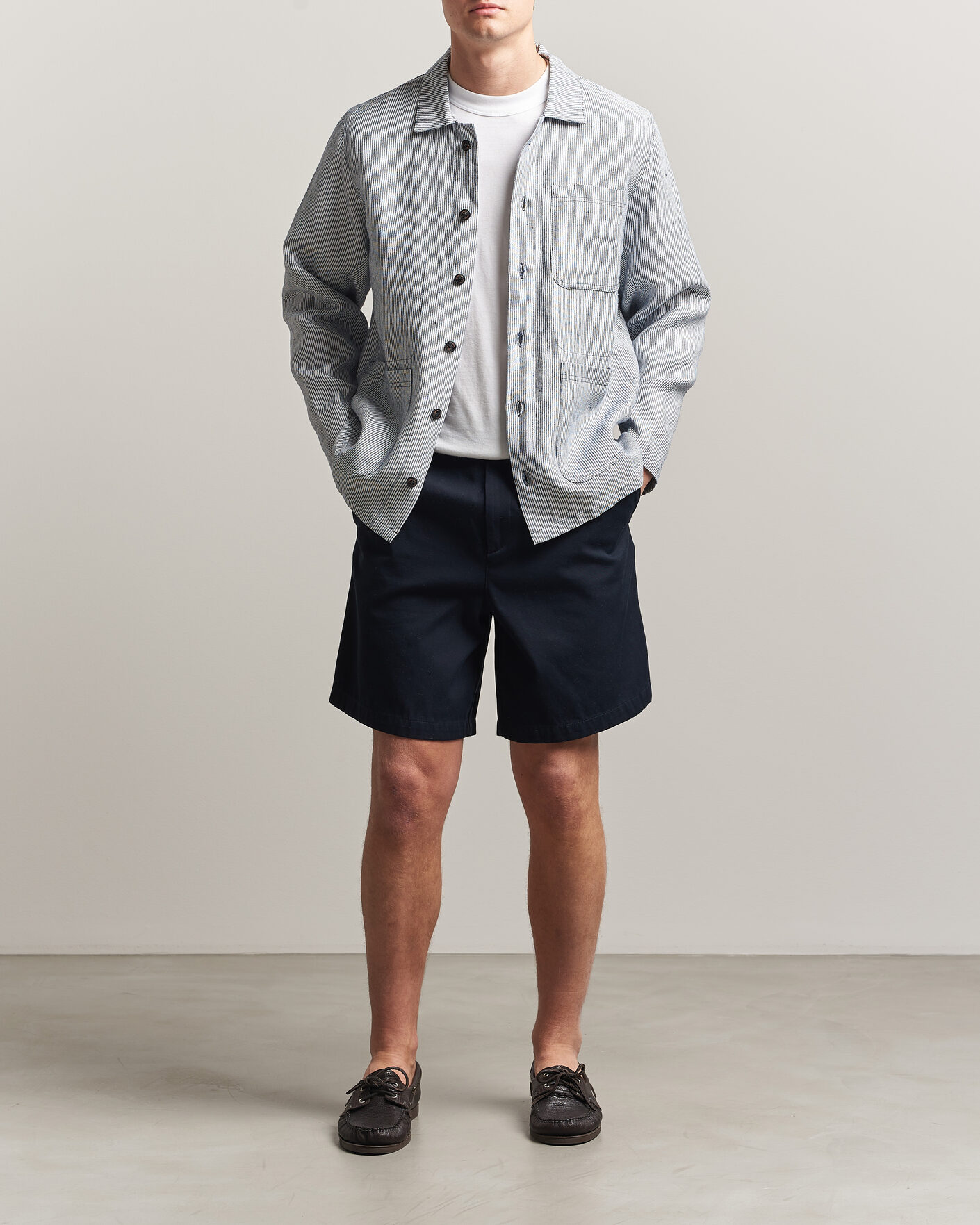 Herren | Hemden | Peregrine | Windsor Linen Shacket Navy Stripe