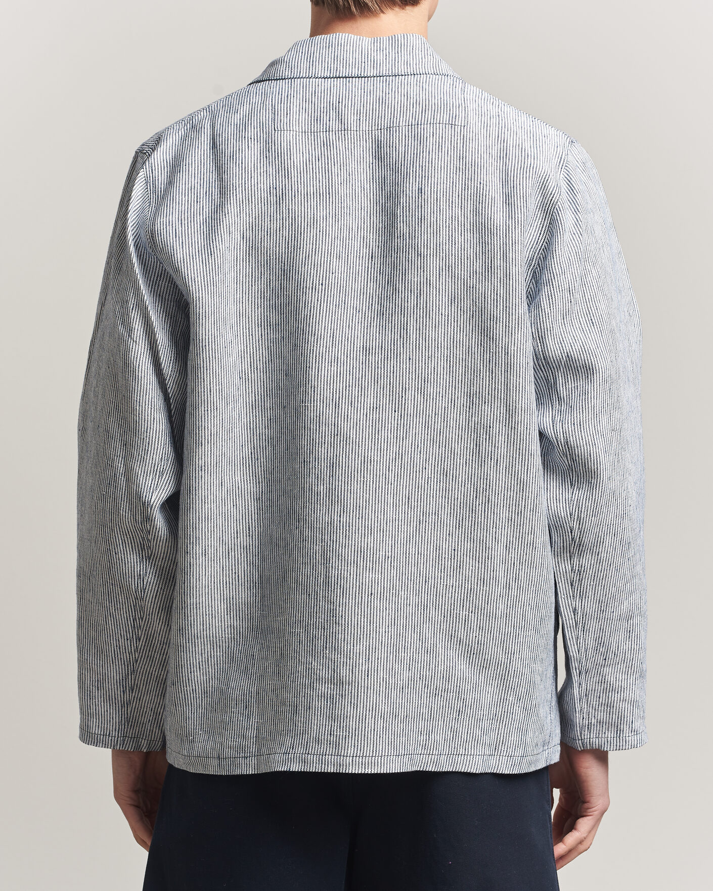 Herren | Hemden | Peregrine | Windsor Linen Shacket Navy Stripe