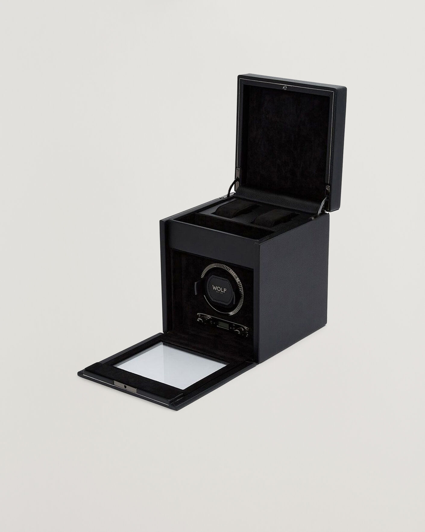 Herren | Uhren- und Schmuckkasten | WOLF | British Racing Single Watch Winder With Storage Black
