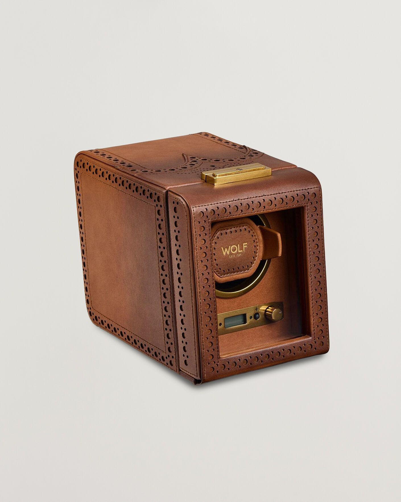 Herren | Uhren- und Schmuckkasten | WOLF | Brouge Single Watch Winder Burnished Brown