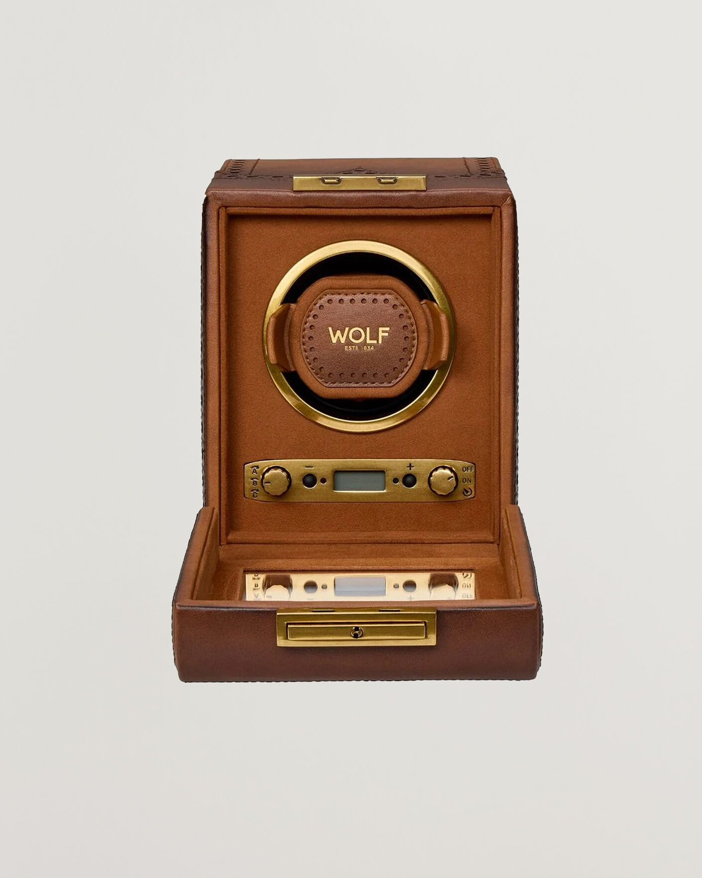 Herren | Uhren- und Schmuckkasten | WOLF | Brouge Single Watch Winder Burnished Brown