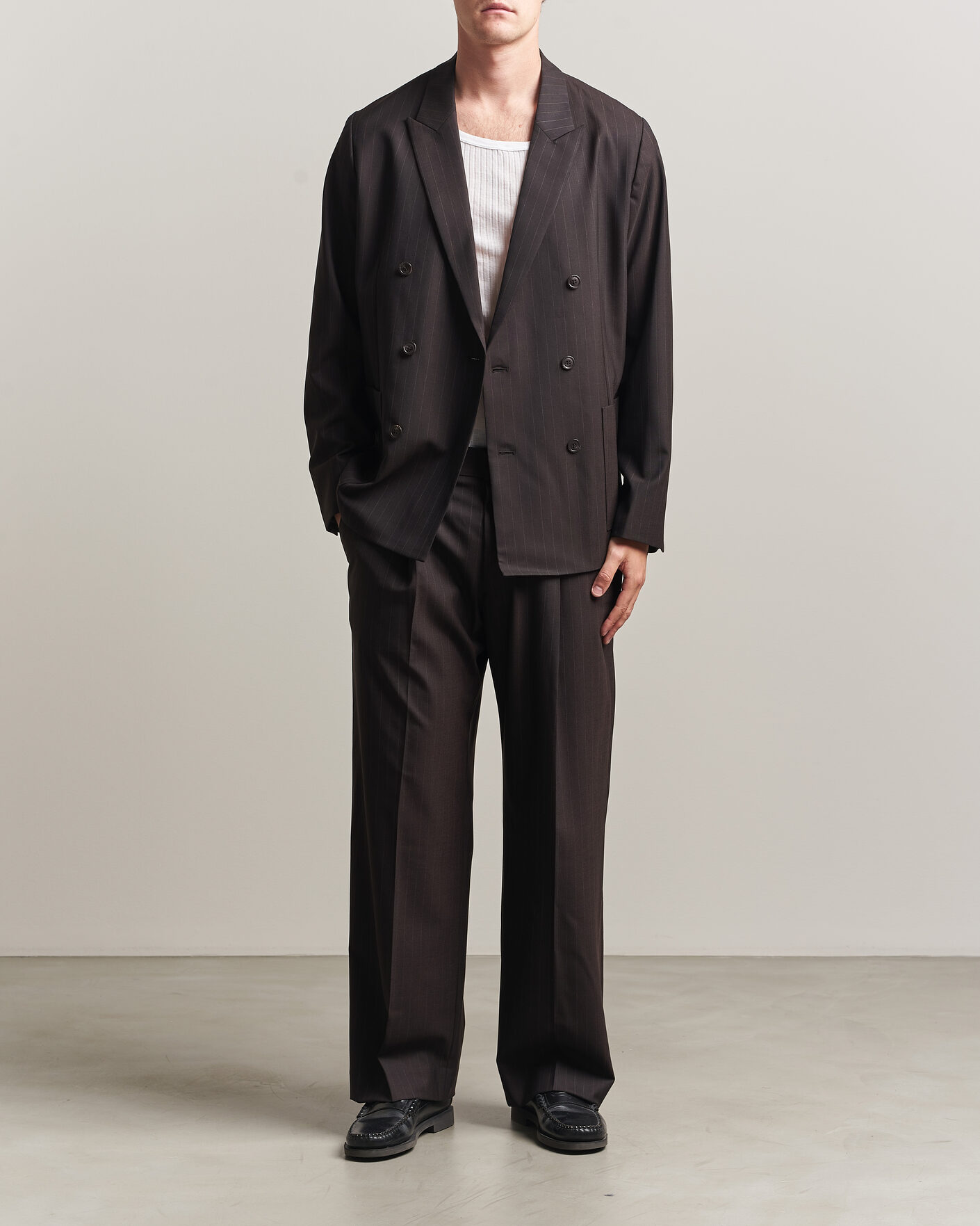 Herren | Sakkos | NN07 | Jordin Pinstriped Double Breasted Blazer Dark Brown