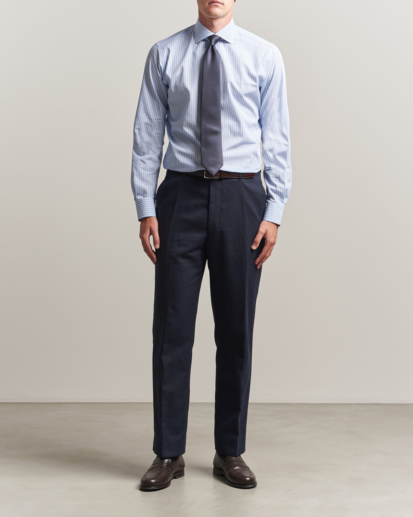 Herren | Hemden | Brioni | Poplin Cotton Dress Shirt Light Blue Stripe