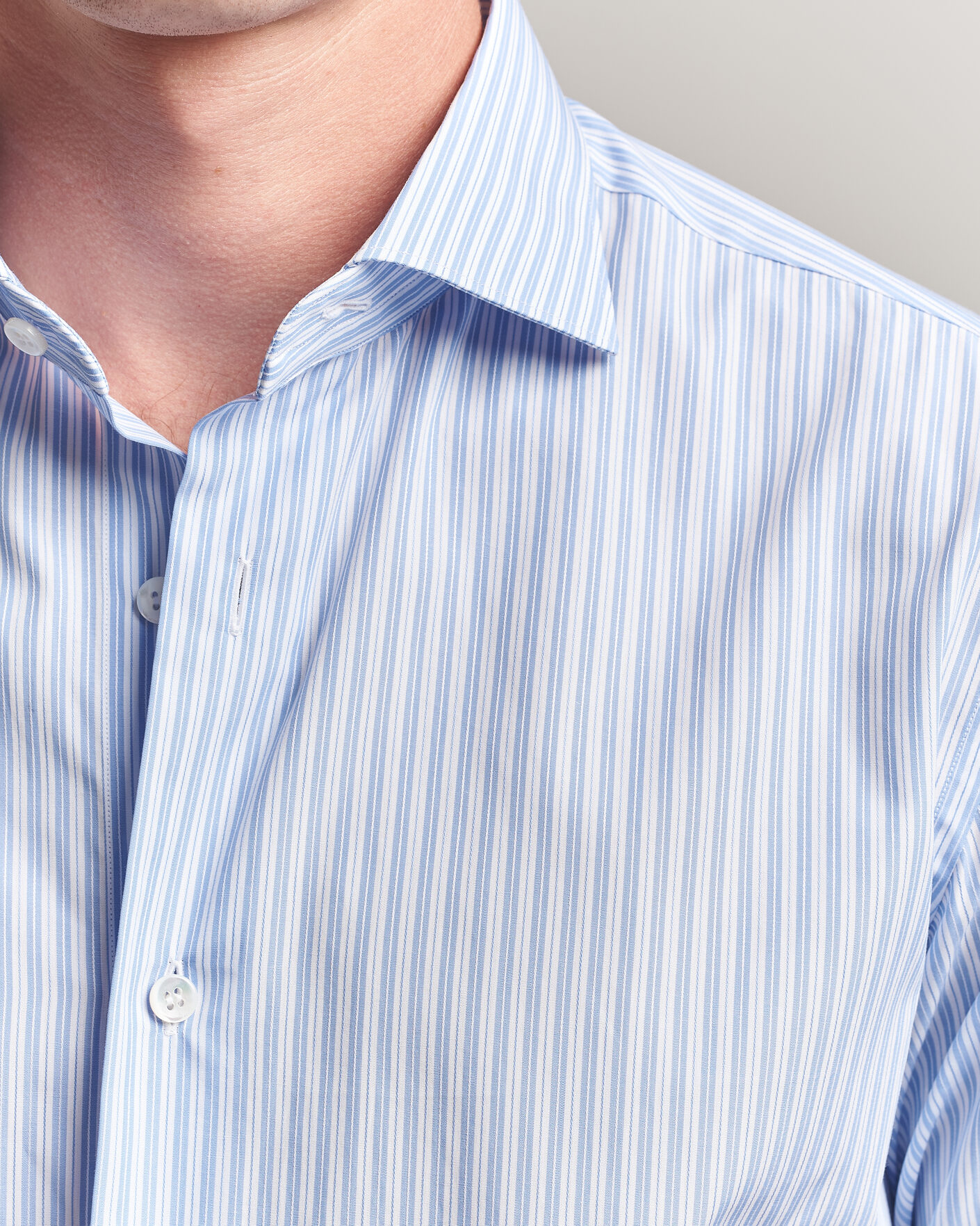 Herren | Hemden | Brioni | Poplin Cotton Dress Shirt Light Blue Stripe