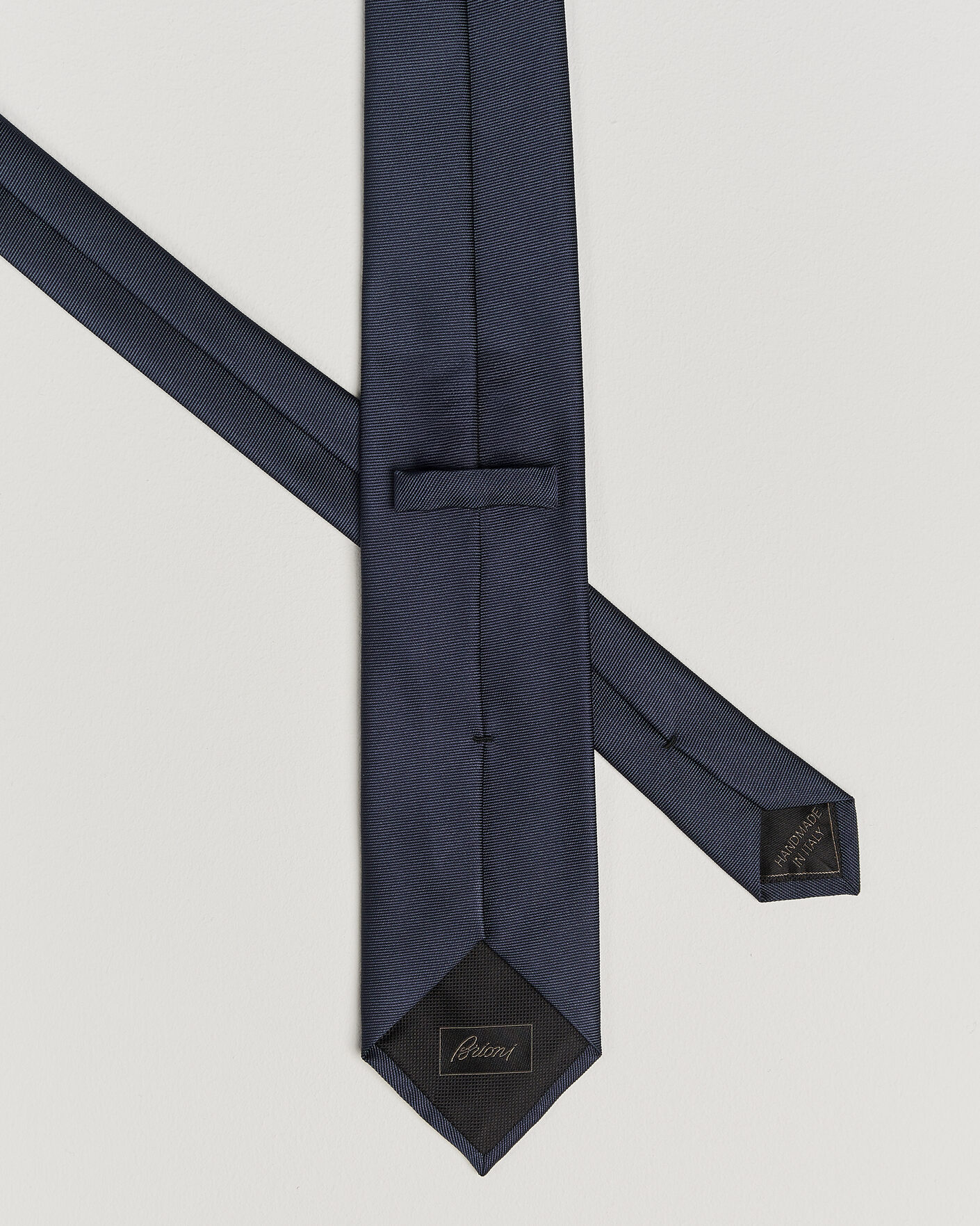 Herren | Krawatten | Brioni | Embroidered Logo Silk Tie Navy
