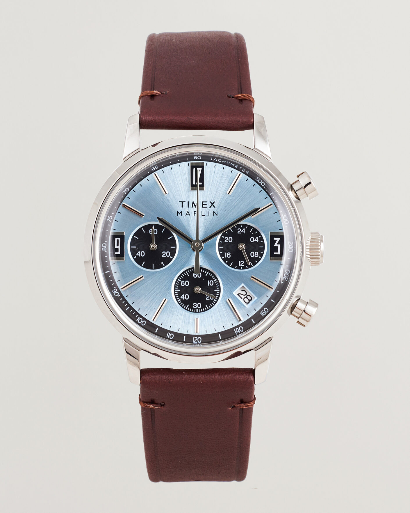 Herren | Timex Marlin Quartz Chronograph Leather 40mm Ice Blue Dial | Timex | Marlin Quartz Chronograph Leather 40mm Ice Blue Dial
