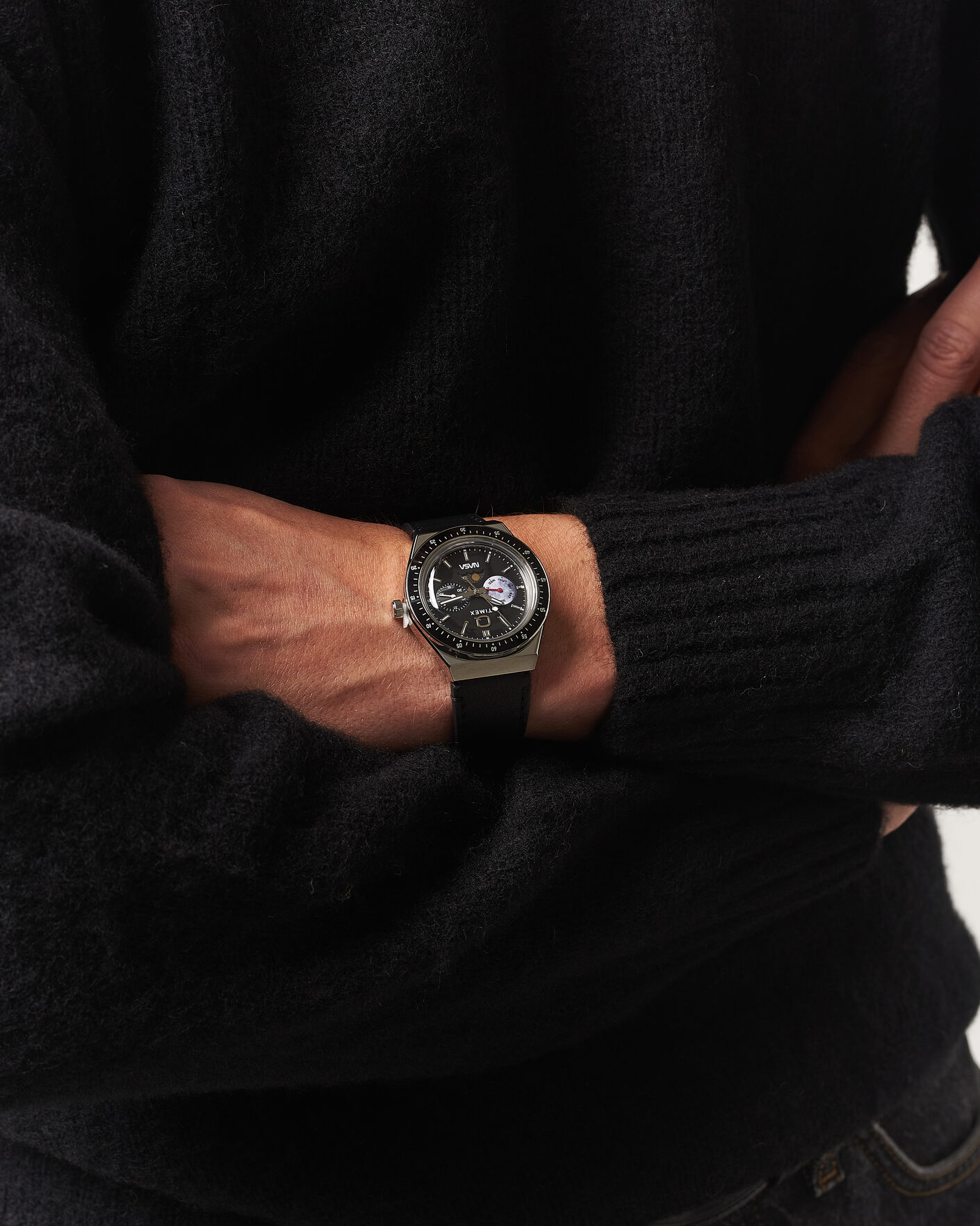 Herren | Timex Q Timex x NASA Luminous Leather Strap 40mm Black Dial | Timex | Q x NASA Luminous Leather Strap 40mm Black Dial