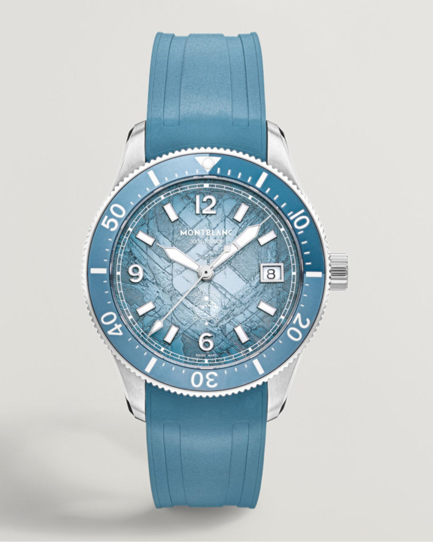 Herren | Montblanc Iced Sea Automatic Date 0 Oxygen Rubber Strap Light Blue | Montblanc | Iced Sea Automatic Date 0 Oxygen Rubber Strap Light Blue