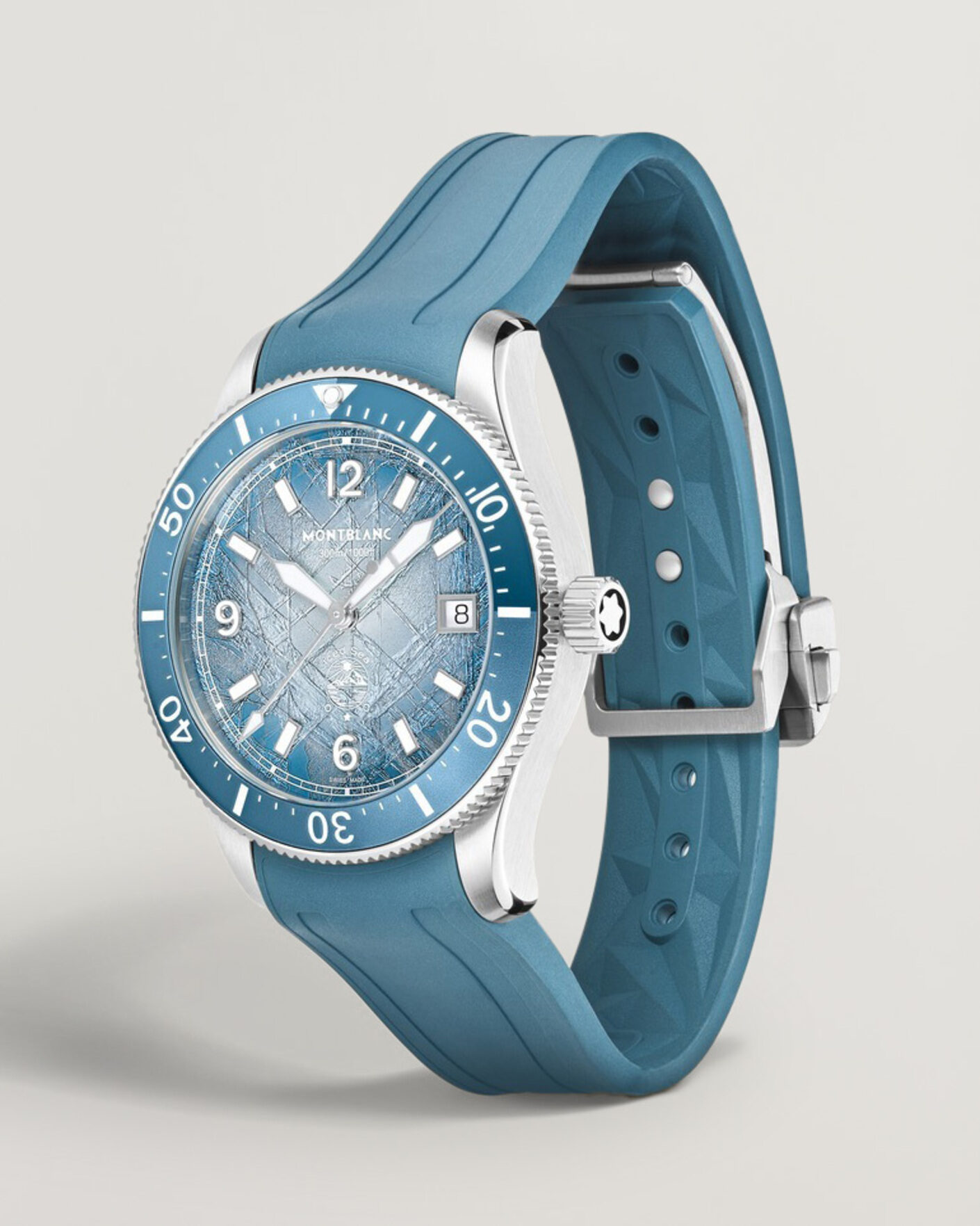 Herren | Montblanc Iced Sea Automatic Date 0 Oxygen Rubber Strap Light Blue | Montblanc | Iced Sea Automatic Date 0 Oxygen Rubber Strap Light Blue