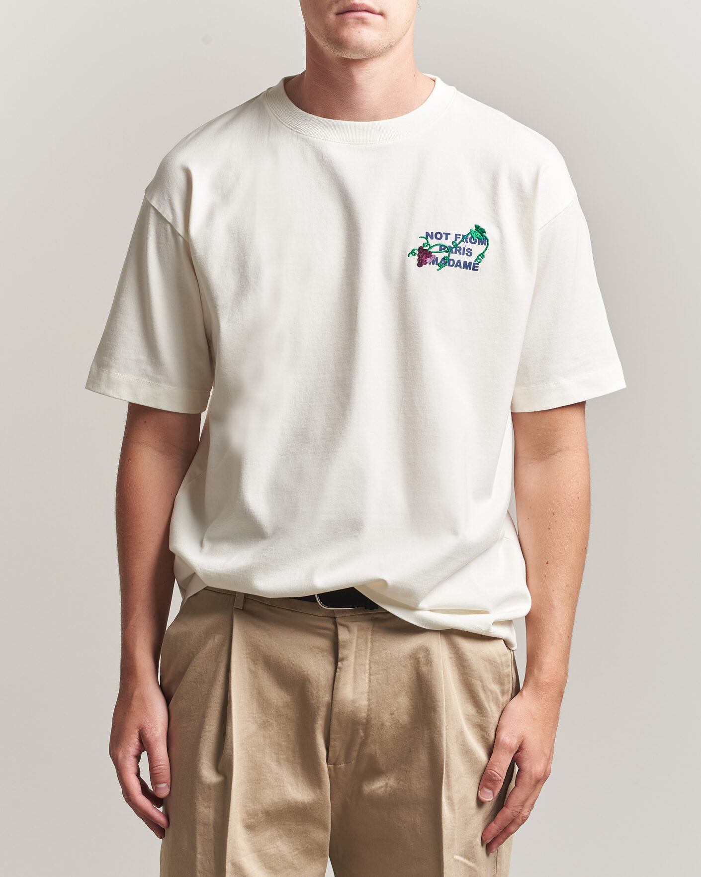 Herren | T-Shirts | Drôle de Monsieur | Vine Embroidered Slogan T-Shirt Off White