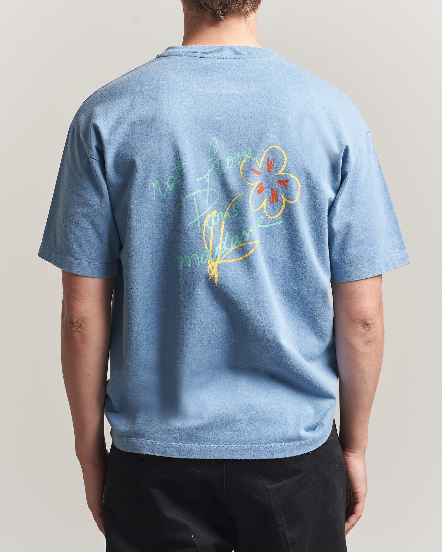 Herren | T-Shirts | Drôle de Monsieur | Esquisse Slogan T-shirt Light Blue
