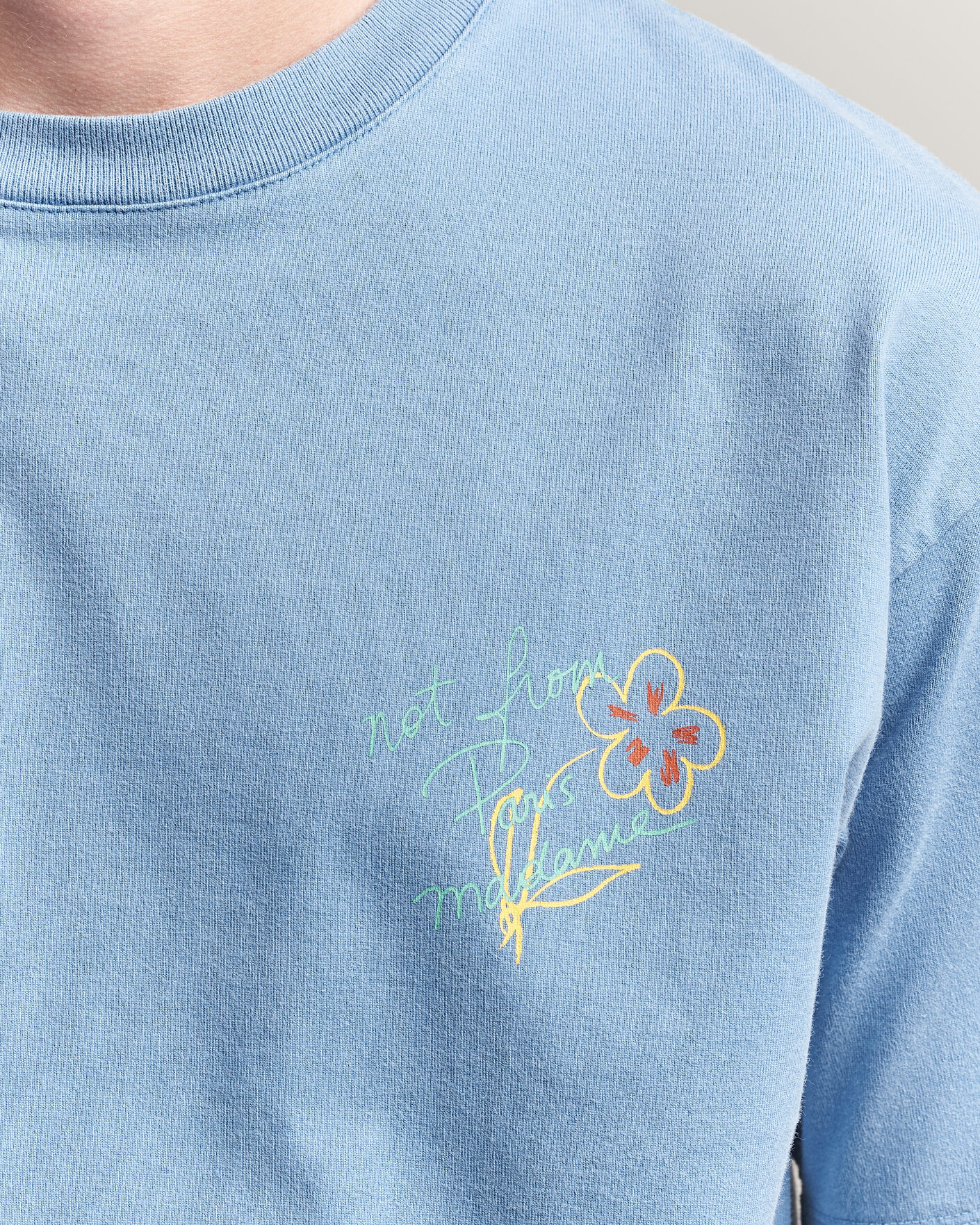 Herren | T-Shirts | Drôle de Monsieur | Esquisse Slogan T-shirt Light Blue