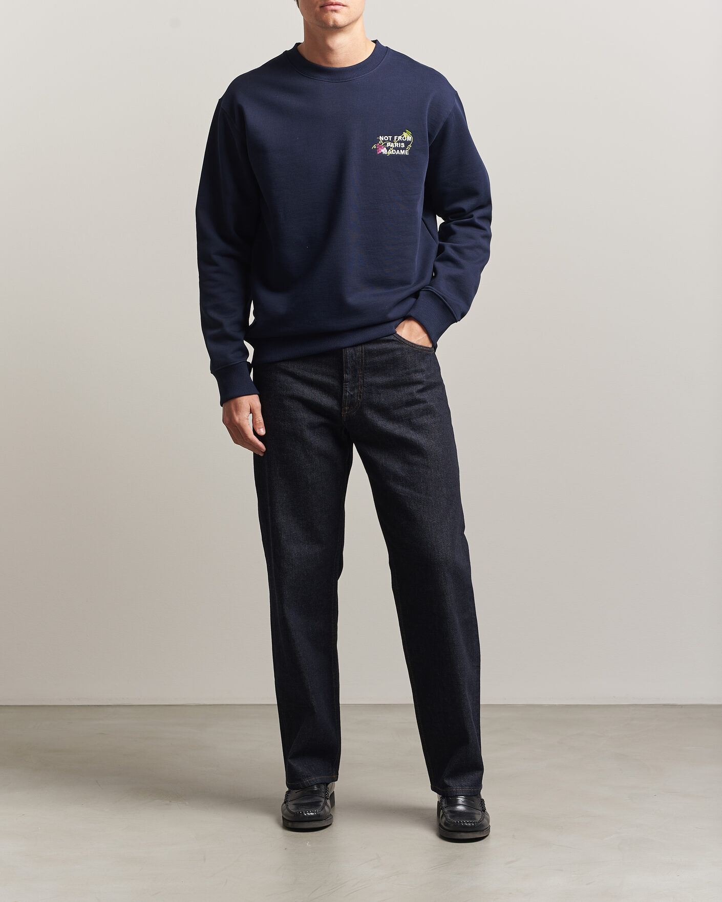 Herren | Pullover | Drôle de Monsieur | Vine Embroidered Slogan Sweatshirt Navy